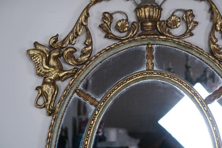 Pair of French Rococo Style Painted and Gold Leaf Mirrors For Sale at 1stdibs