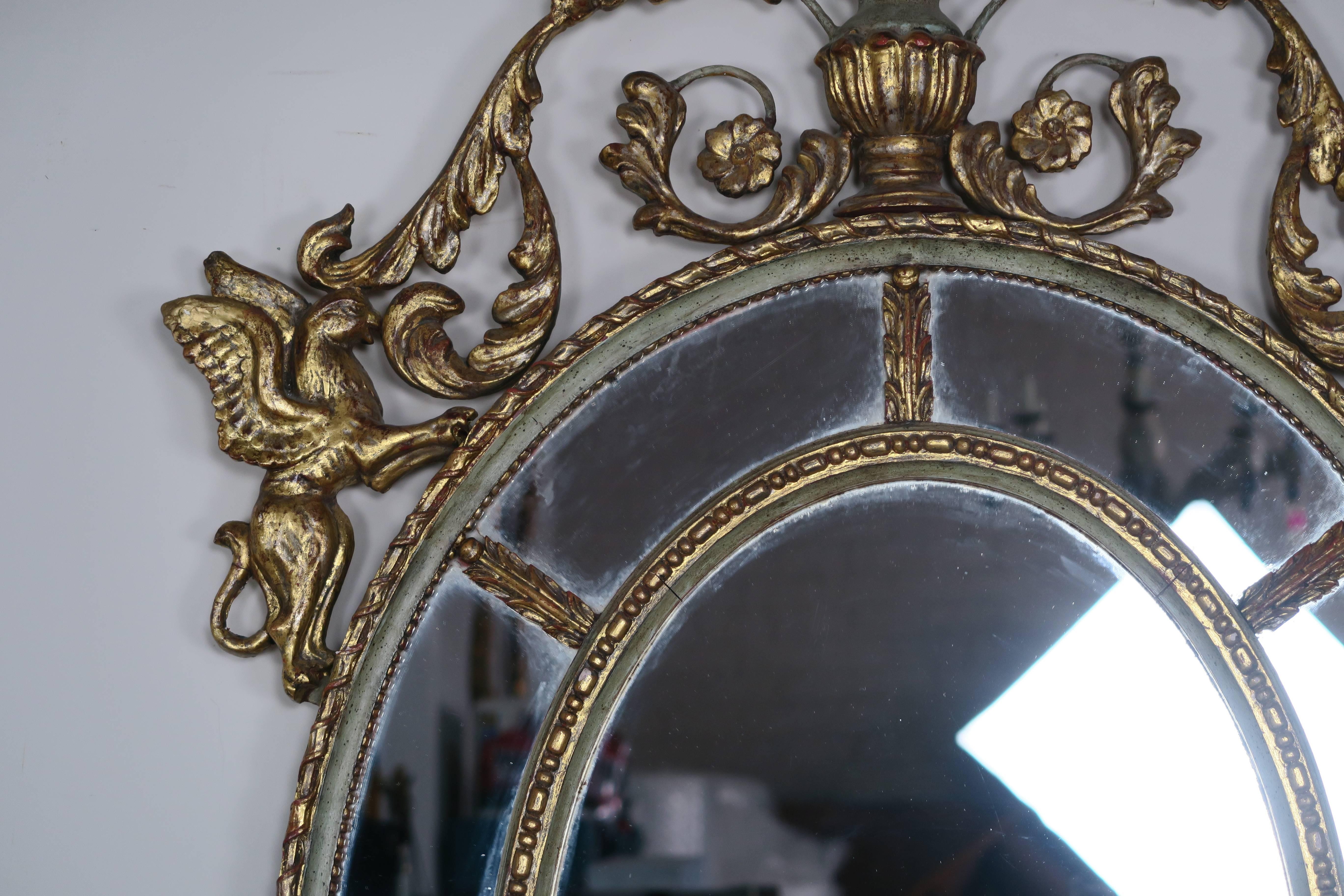 Pair of French Rococo Style Painted and Gold Leaf Mirrors 1