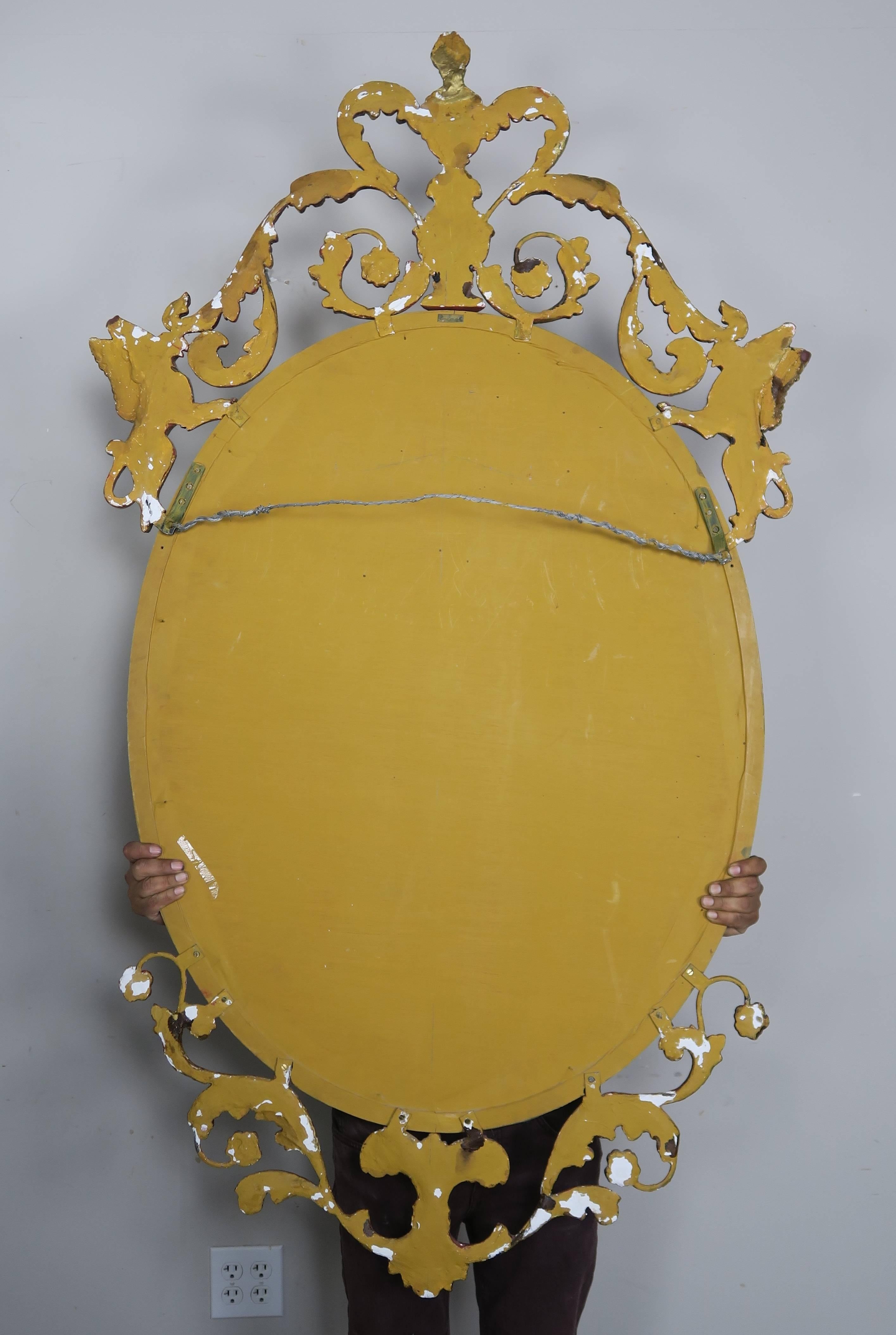 Pair of French Rococo Style Painted and Gold Leaf Mirrors 2