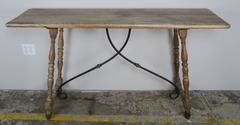 Narrow Spanish Table with Iron Stretcher