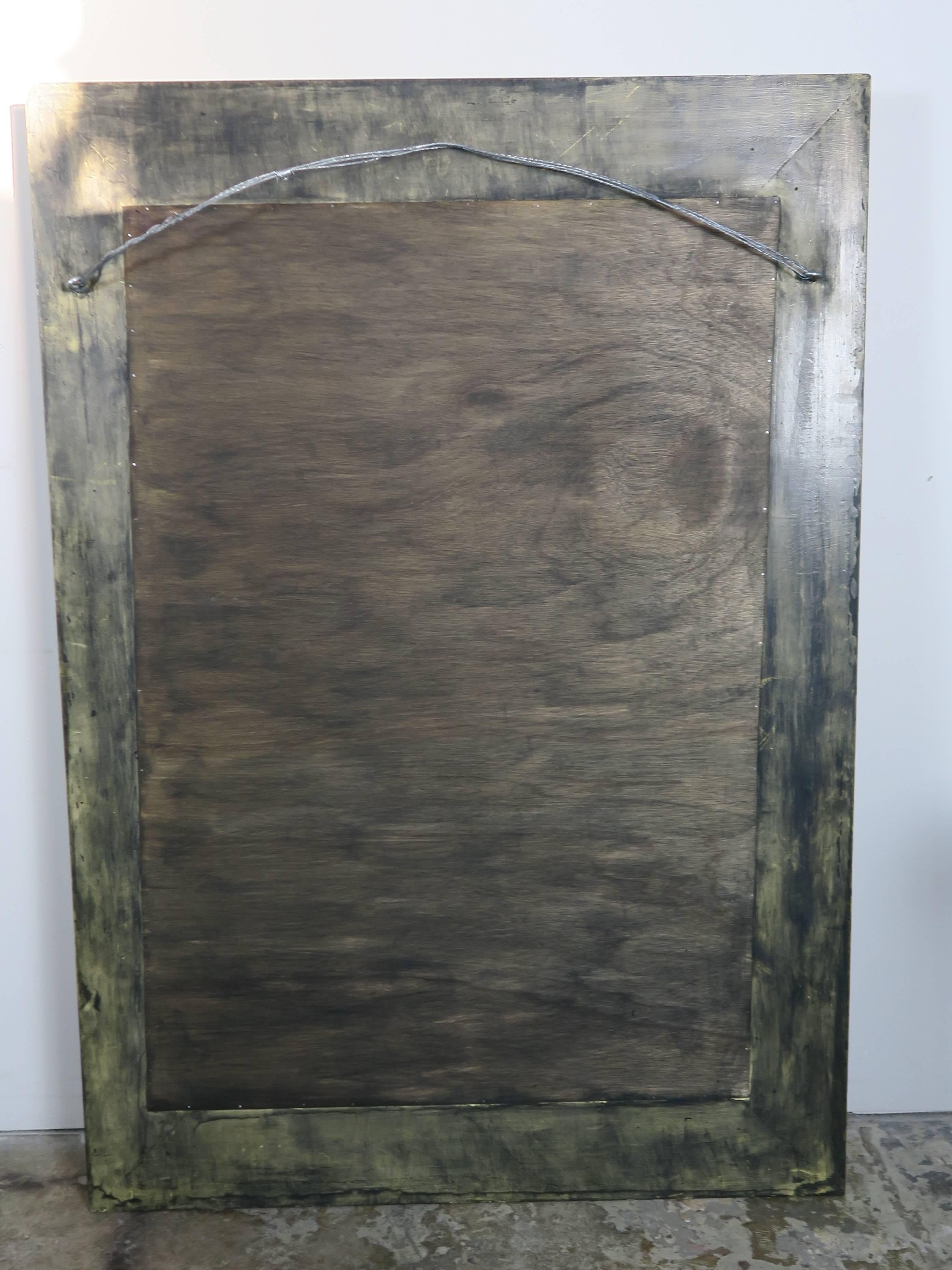 Beveled Italian Carved Wood Silvered Mirror with Glass Bevel