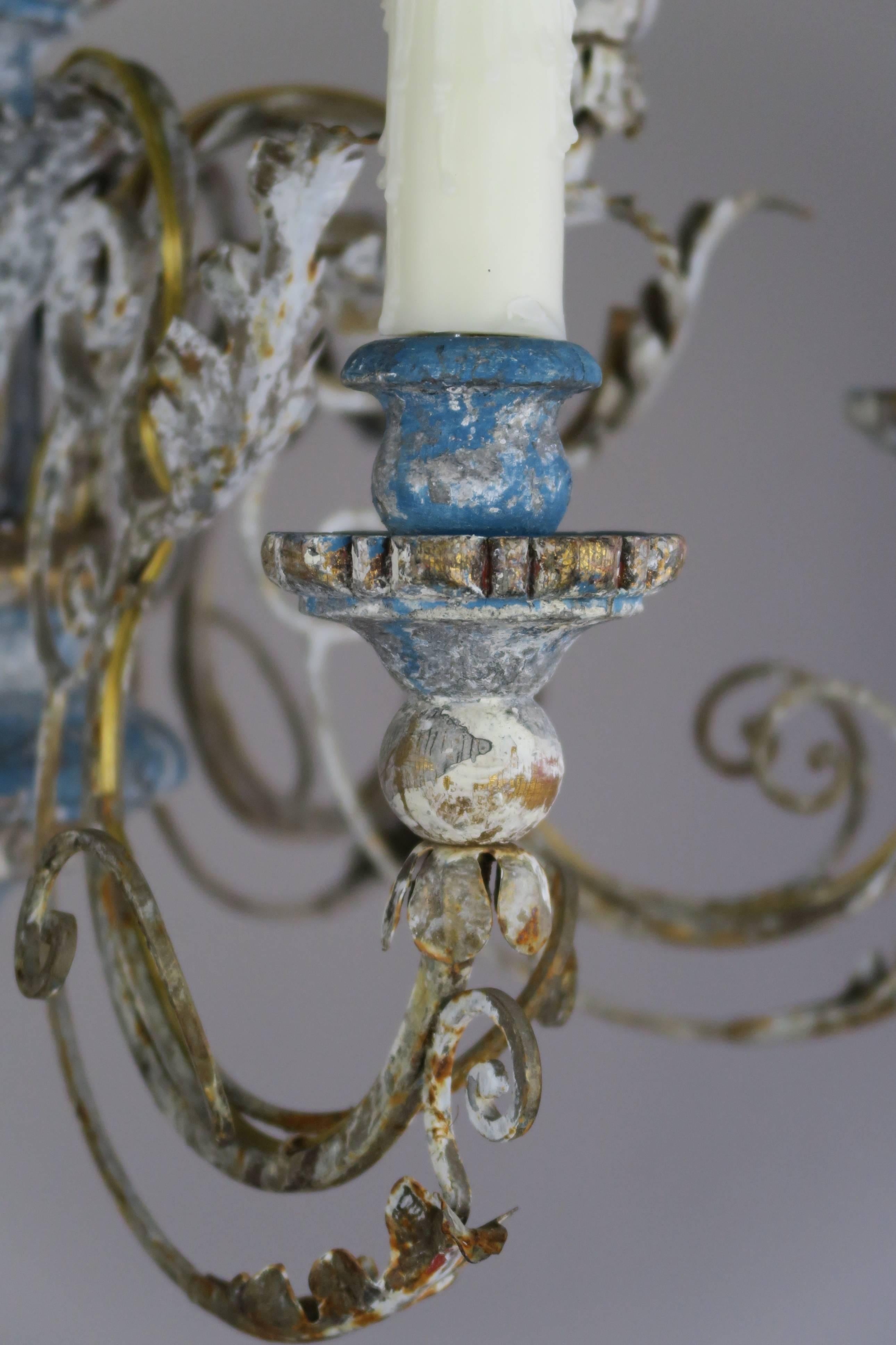 Italian Painted and Parcel Gilt Chandelier, circa 1900 2