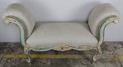 Pair of French Rococo Style Painted Benches