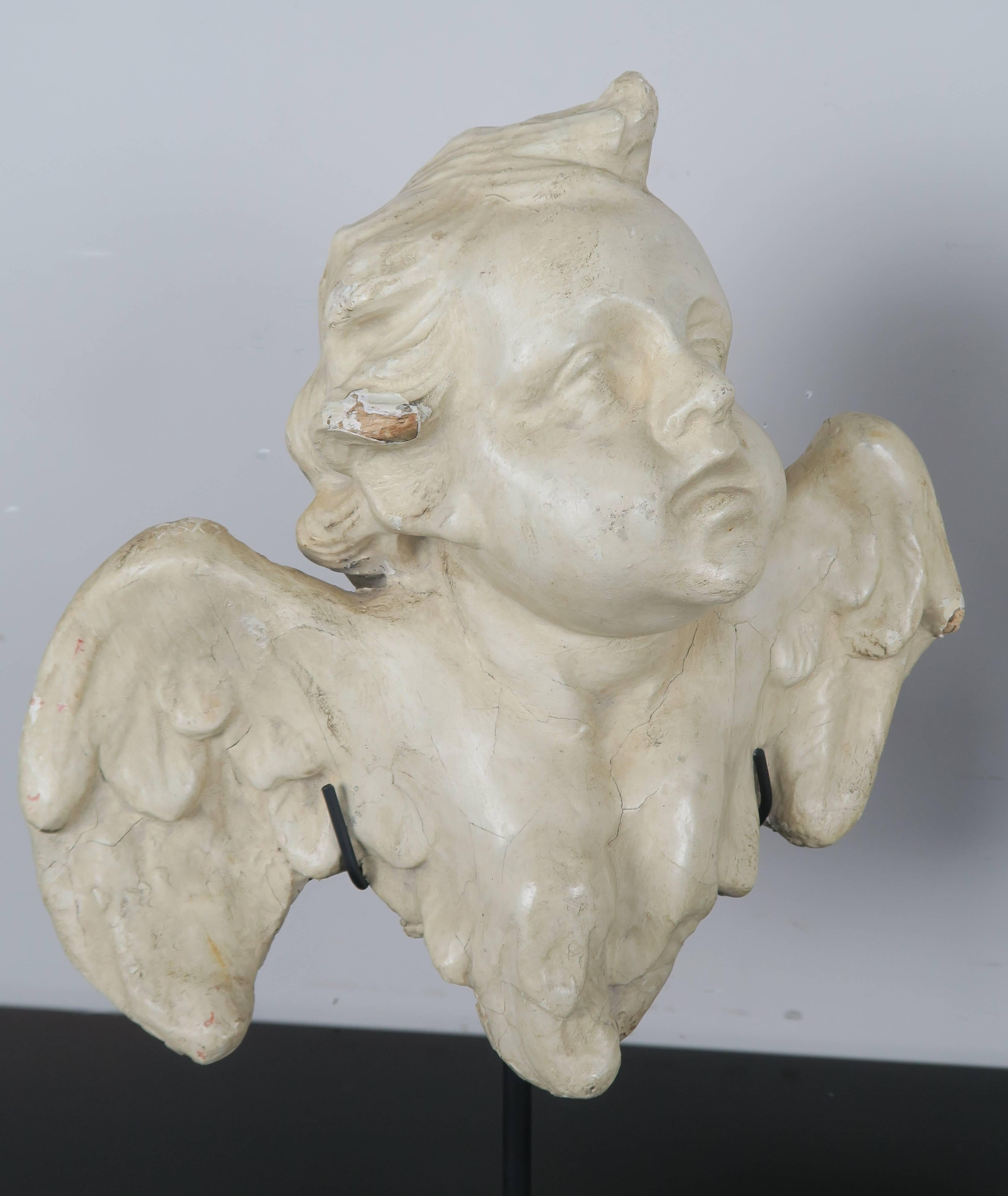 Italian Pair of Papier Mâché Cherubs on Iron Bases