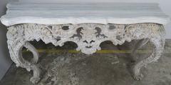 19th Century French Carved Rococo Style Console with Stone Top