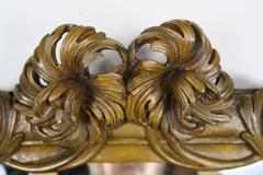 French Walnut Carved Wood Mirror with Flowers
