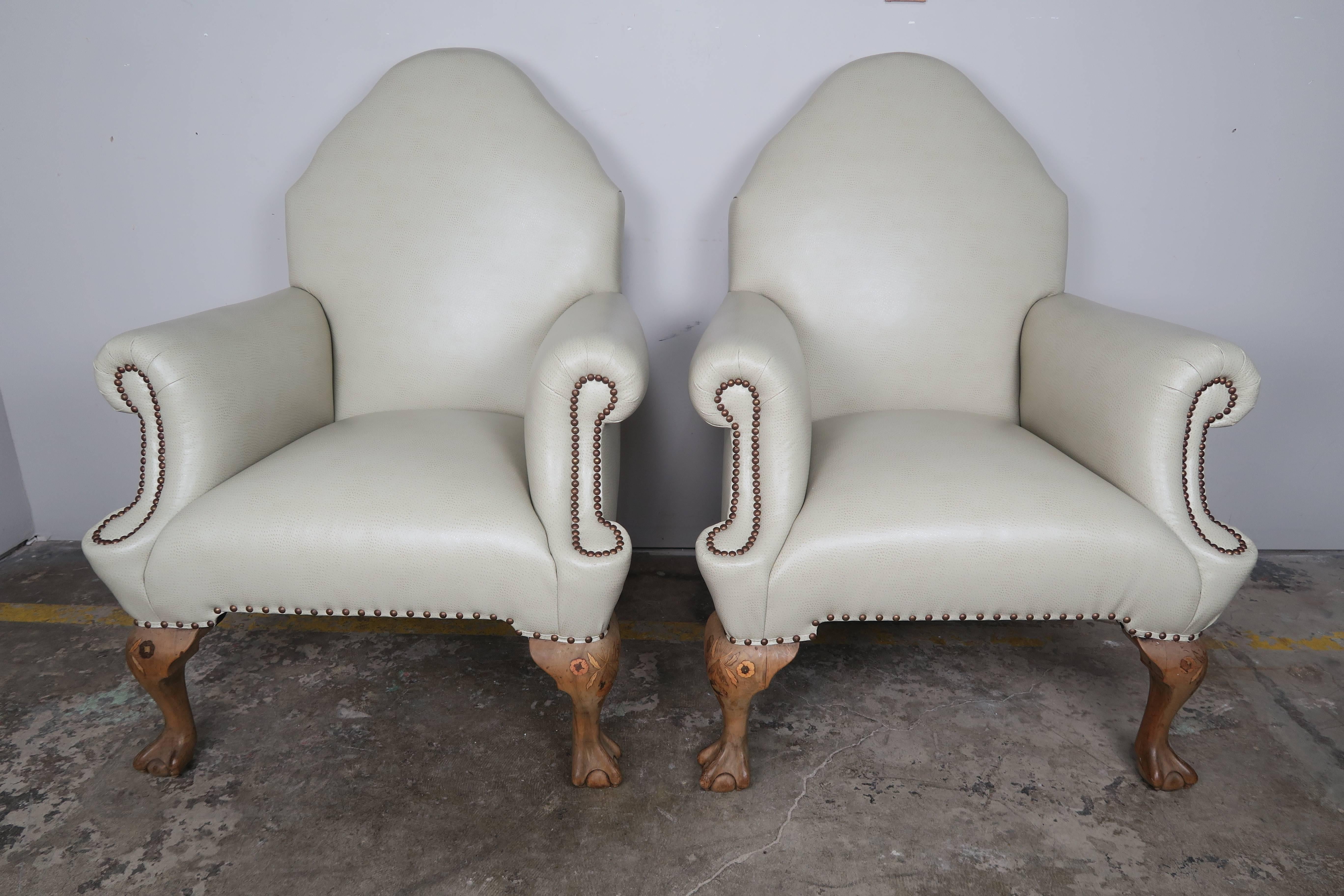 Pair of English Chippendale Style Armchairs 3