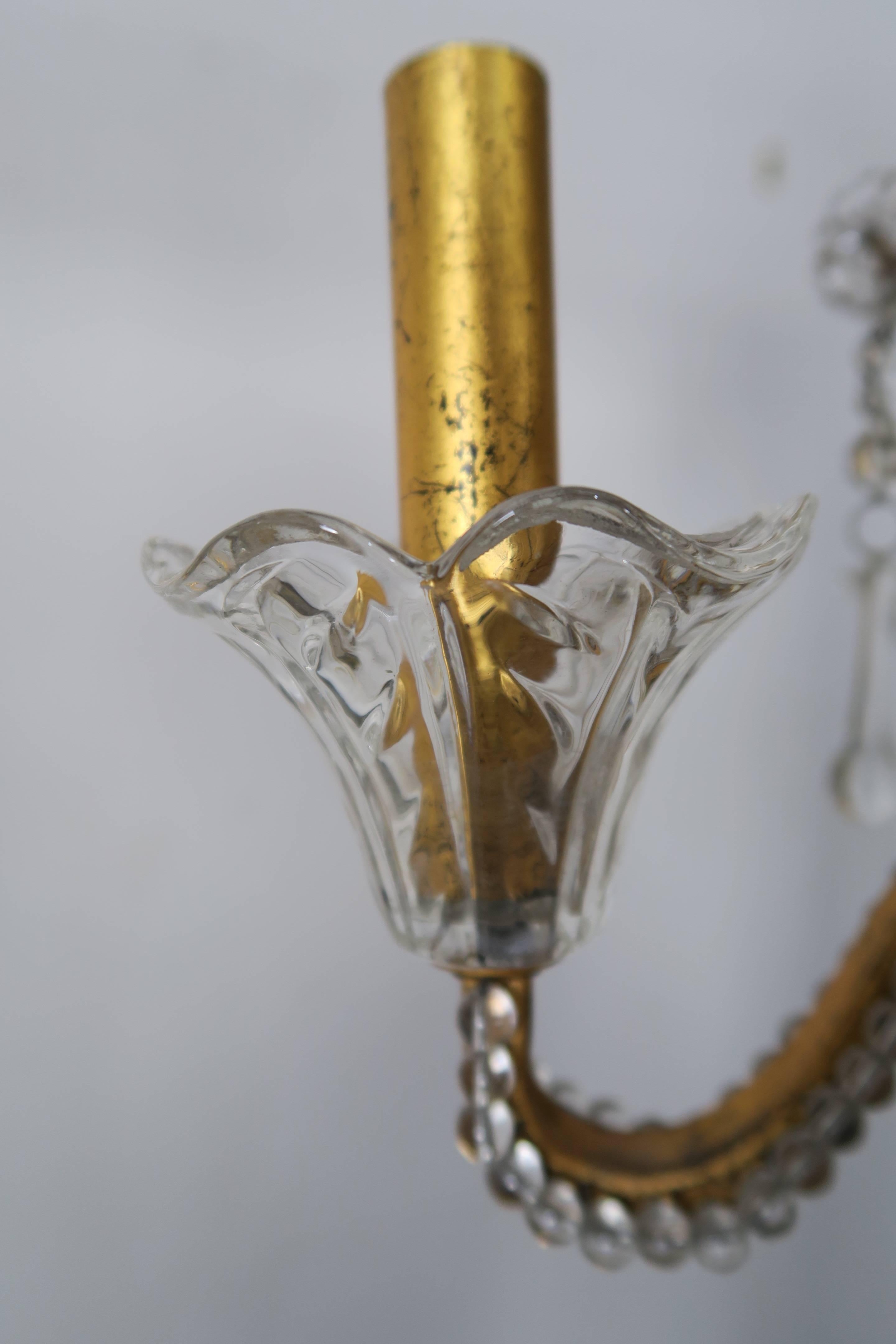 Italian Crystal Beaded Chandelier In Excellent Condition In Los Angeles, CA