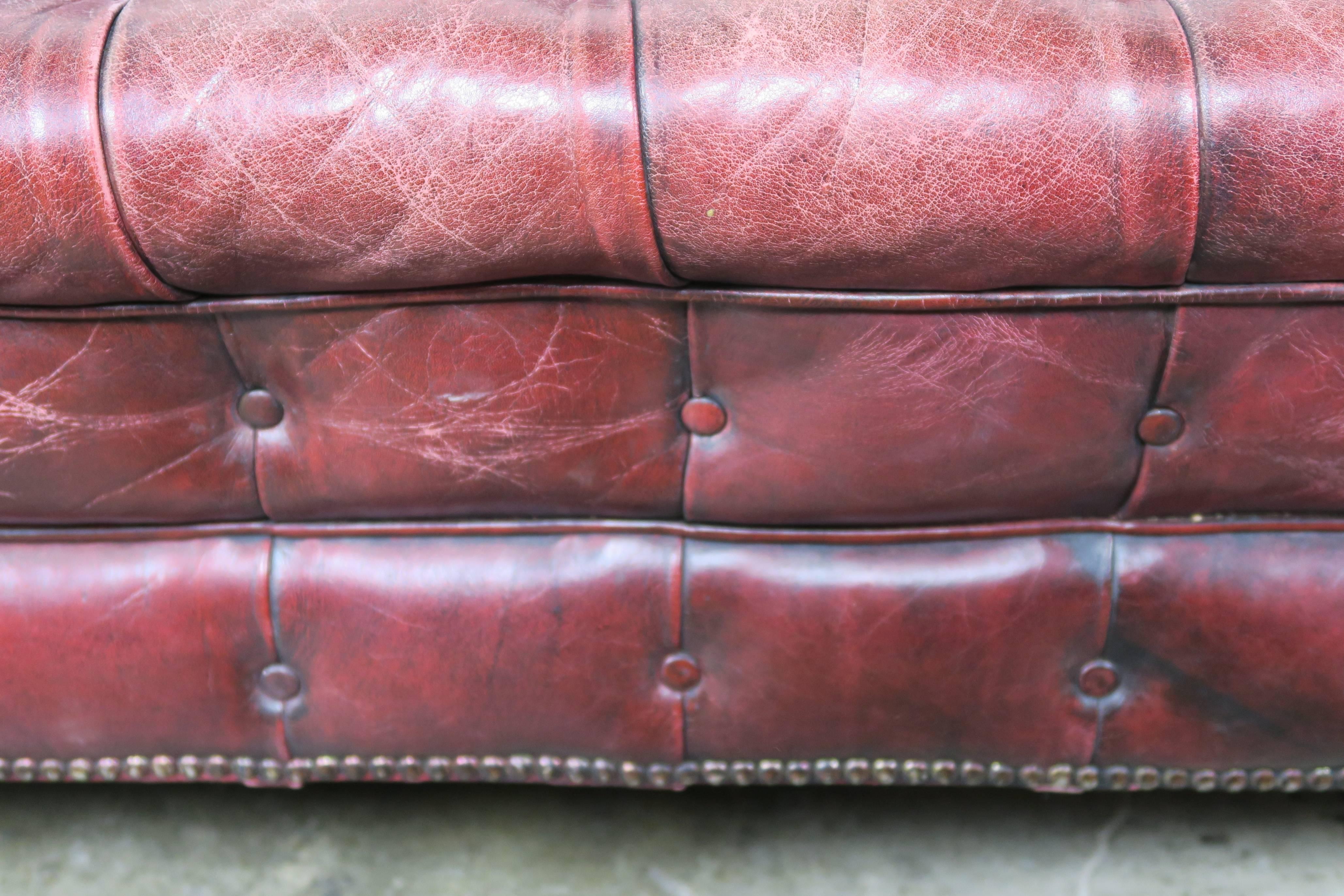 English Leather Tufted Chesterfield Style Sofa, circa 1900 3