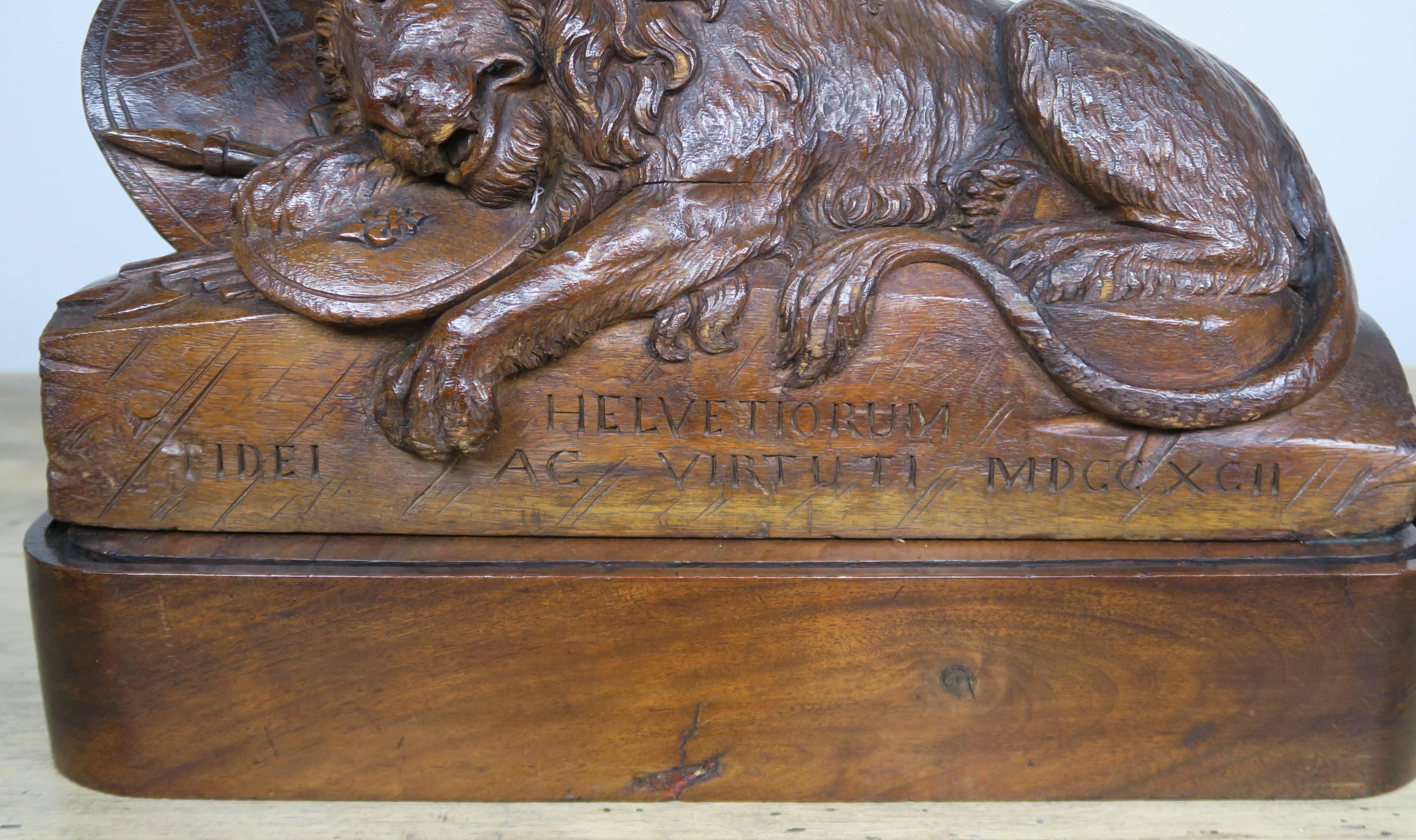 Baroque Carved Wood Lion-Copy of Original Monument in Lucerne