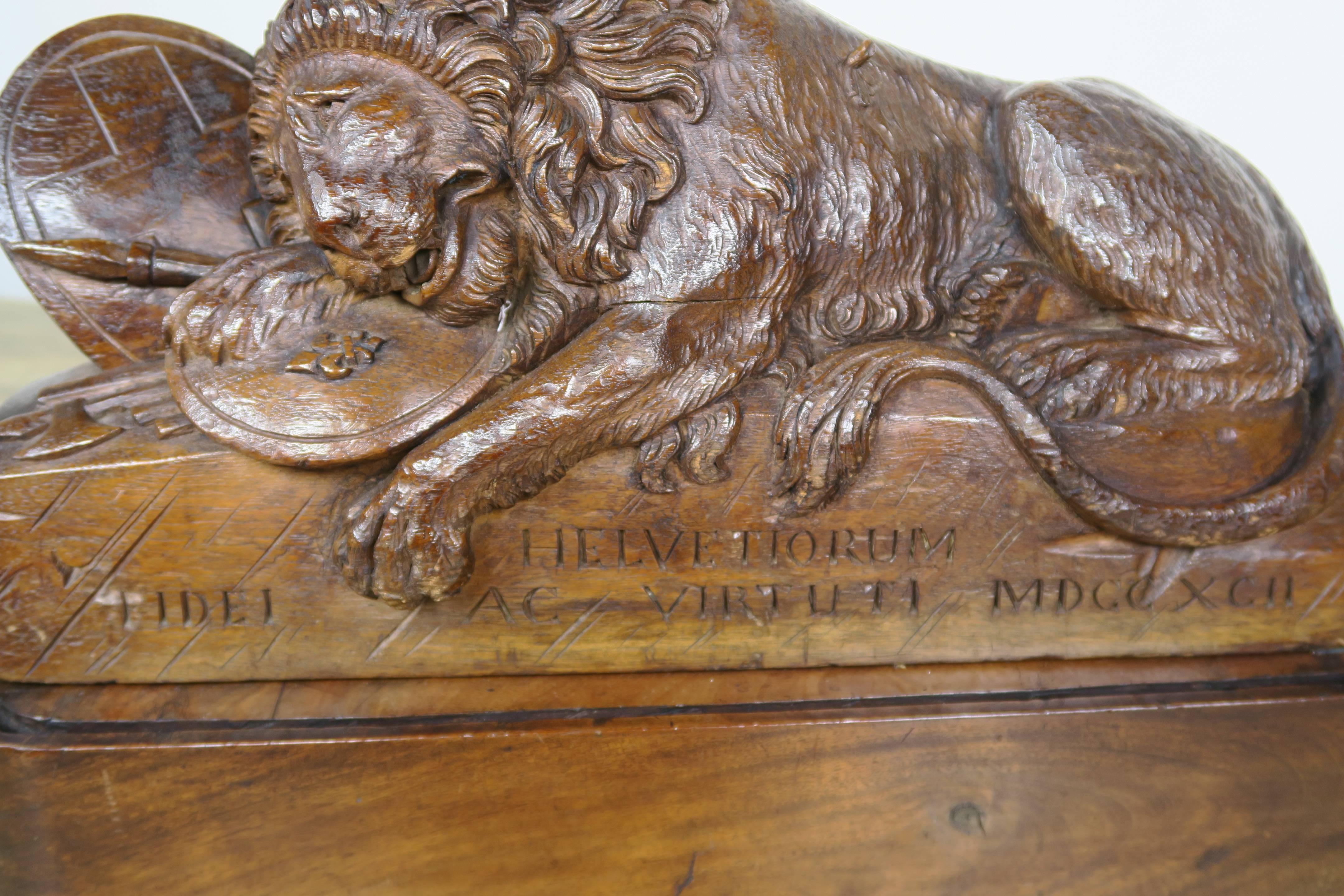 Swiss Carved Wood Lion-Copy of Original Monument in Lucerne
