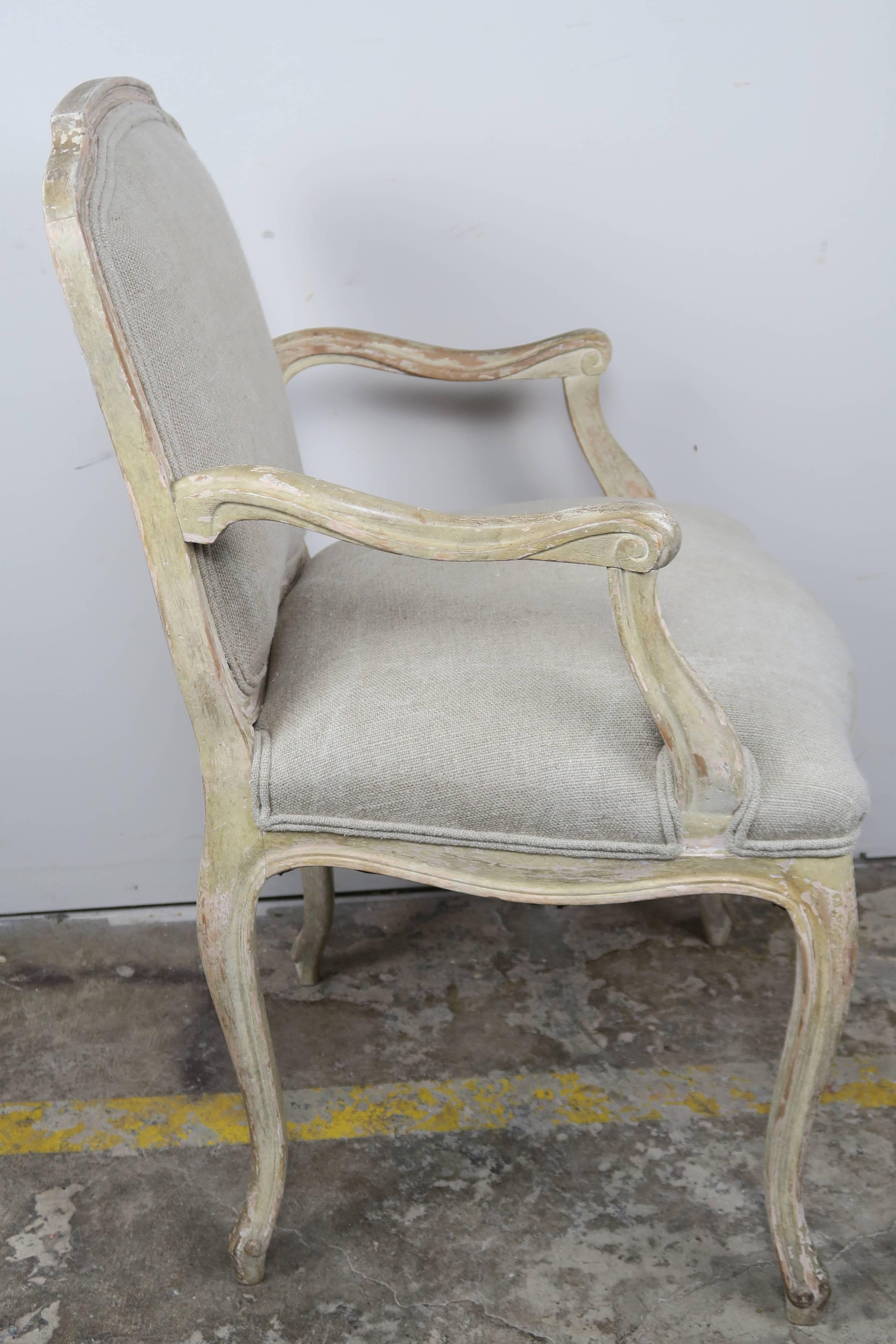 Linen Set of Ten French Louis XV Style Dining Chairs