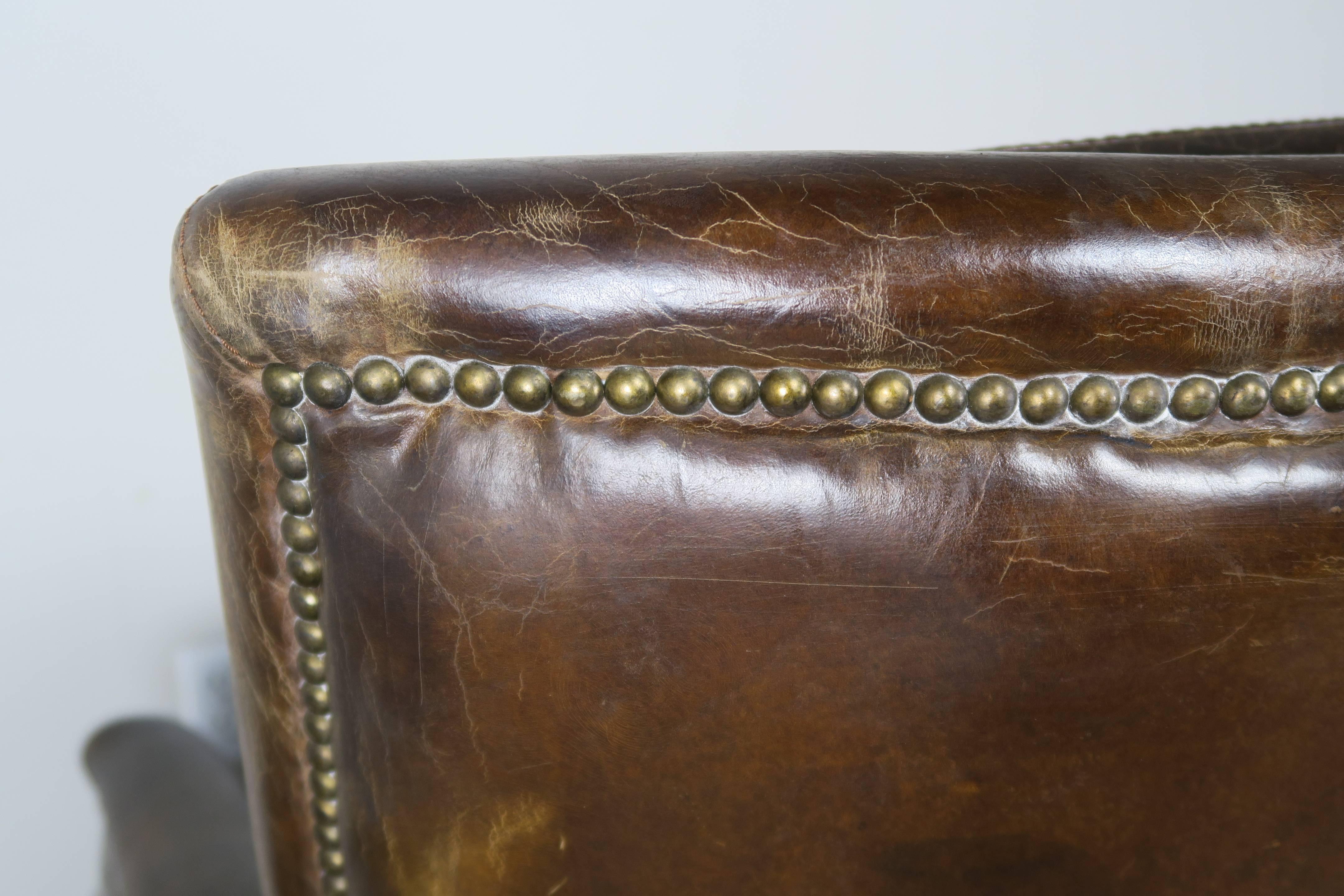 Pair of Tobacco Colored Leather Armchairs 2