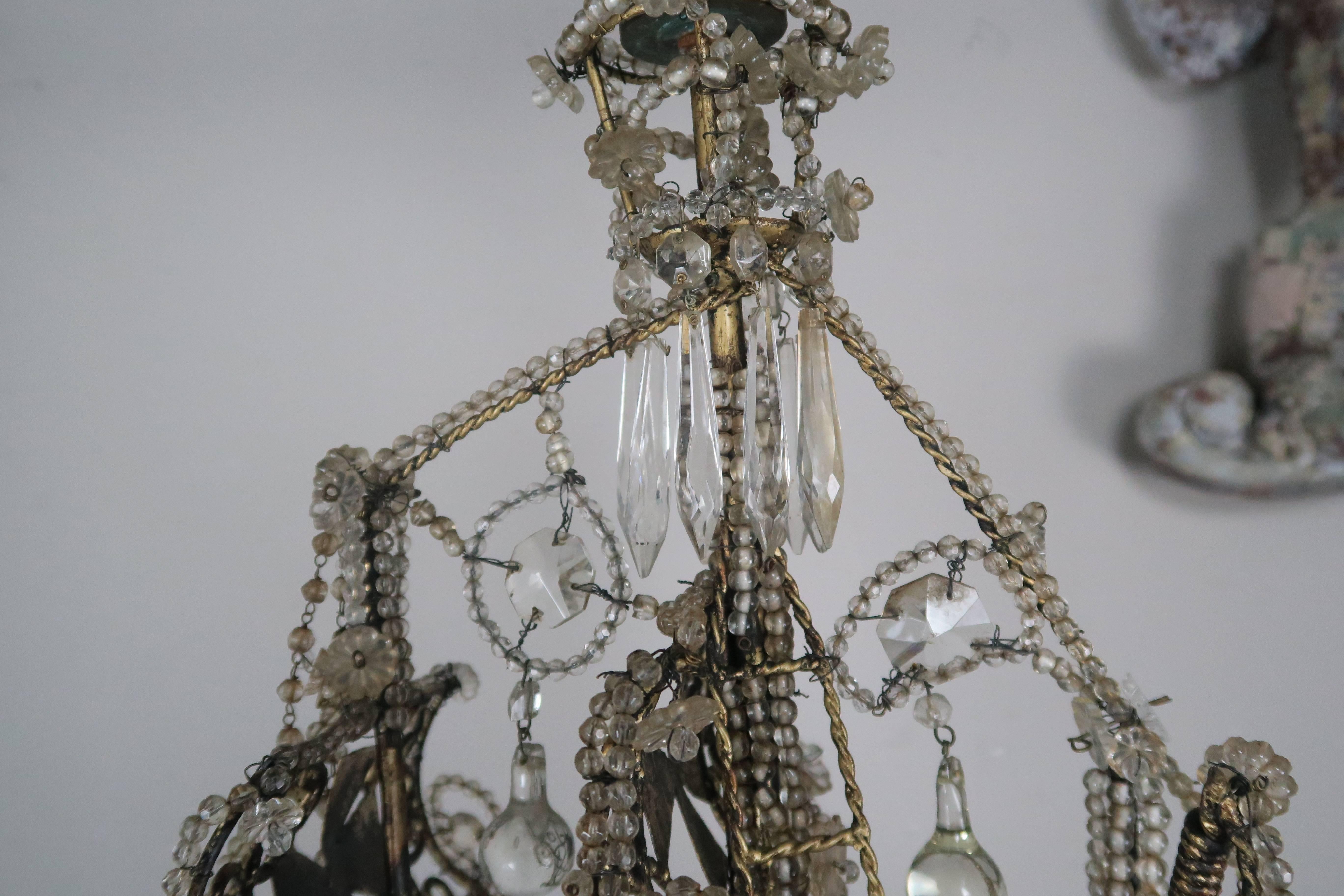 Unique French Crystal Beaded Ship Chandelier, circa 1930s 2