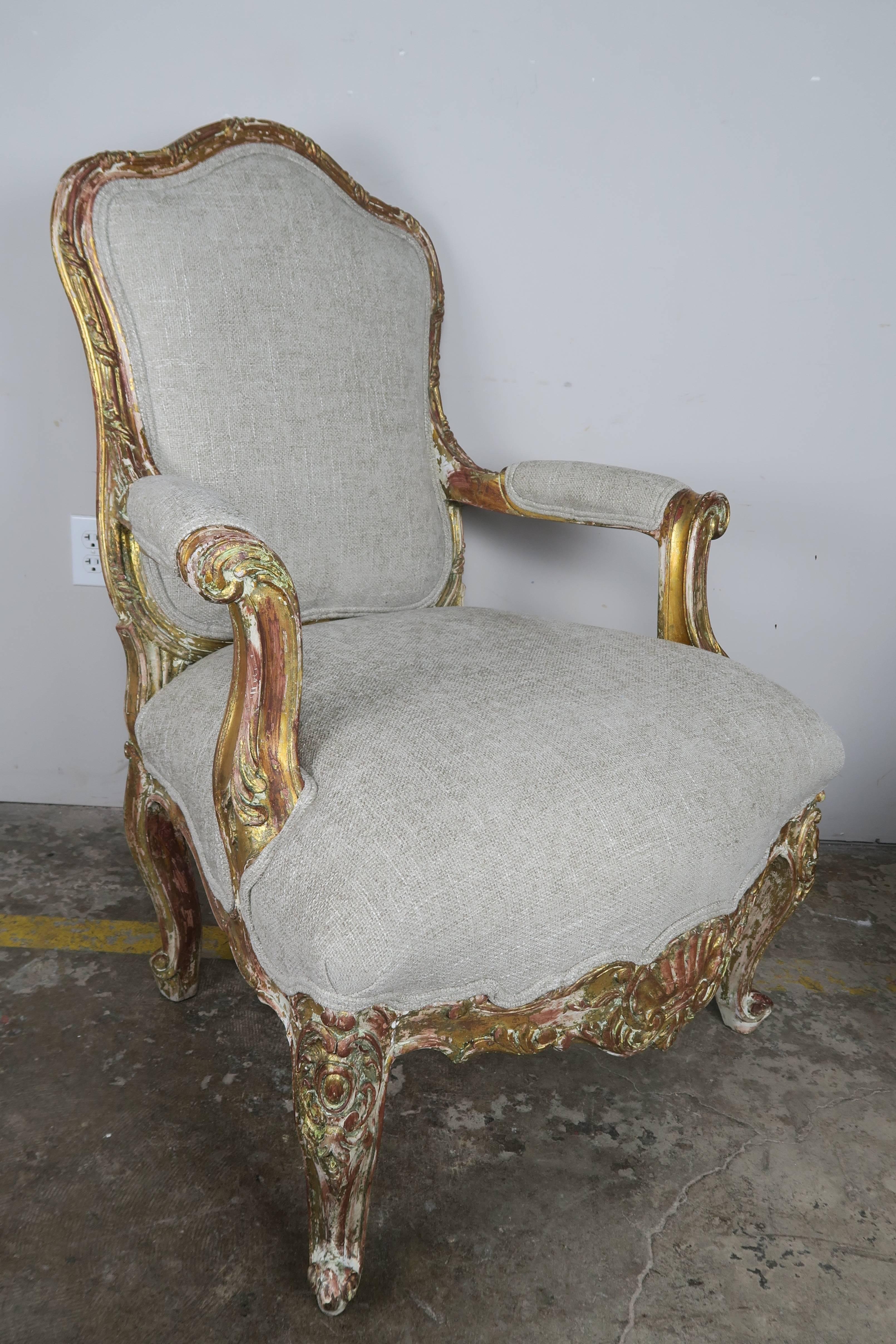 Mid-20th Century Pair of French Giltwood Armchairs, circa 1930s