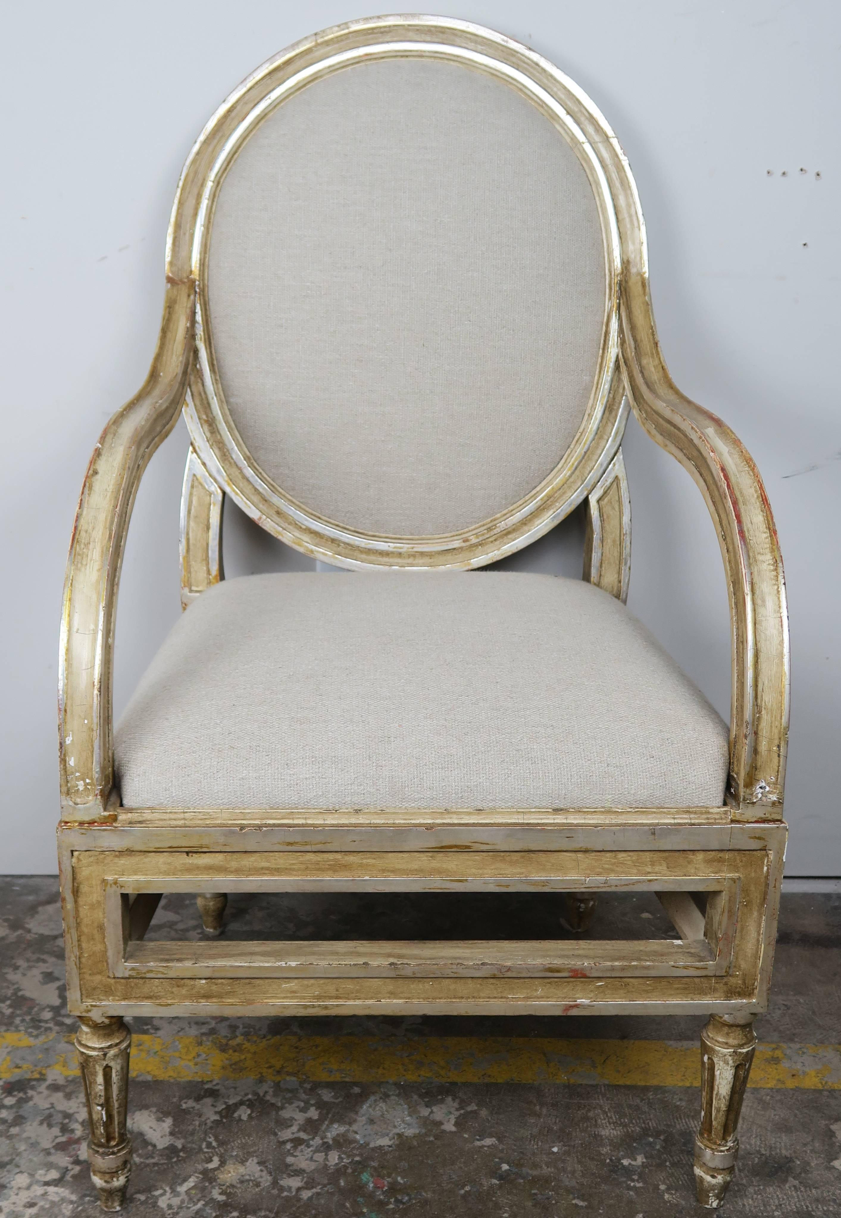 Hand-Painted Set of Ten Italian Painted and Parcel-Gilt Dining Chairs
