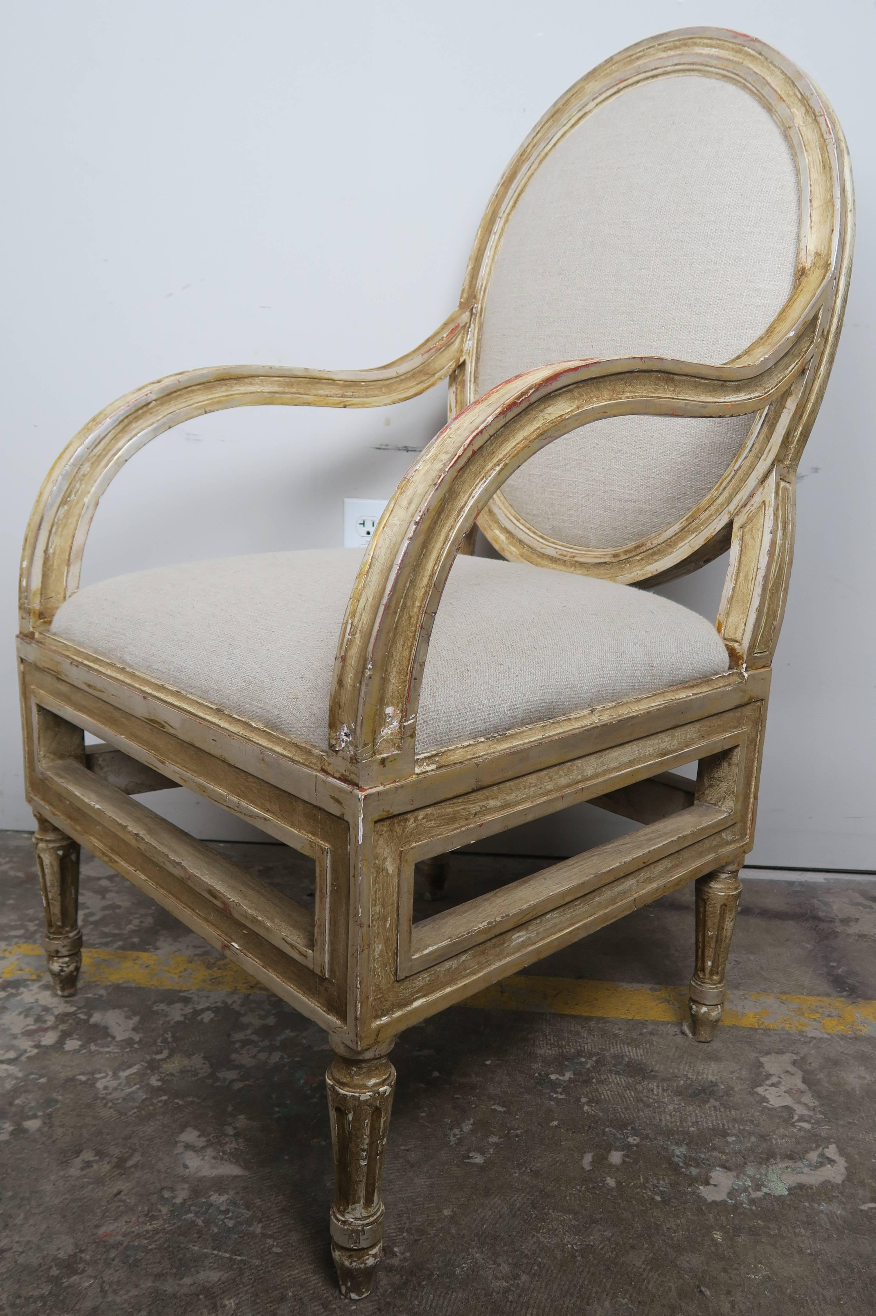 Set of Ten Italian Painted and Parcel-Gilt Dining Chairs In Excellent Condition In Los Angeles, CA