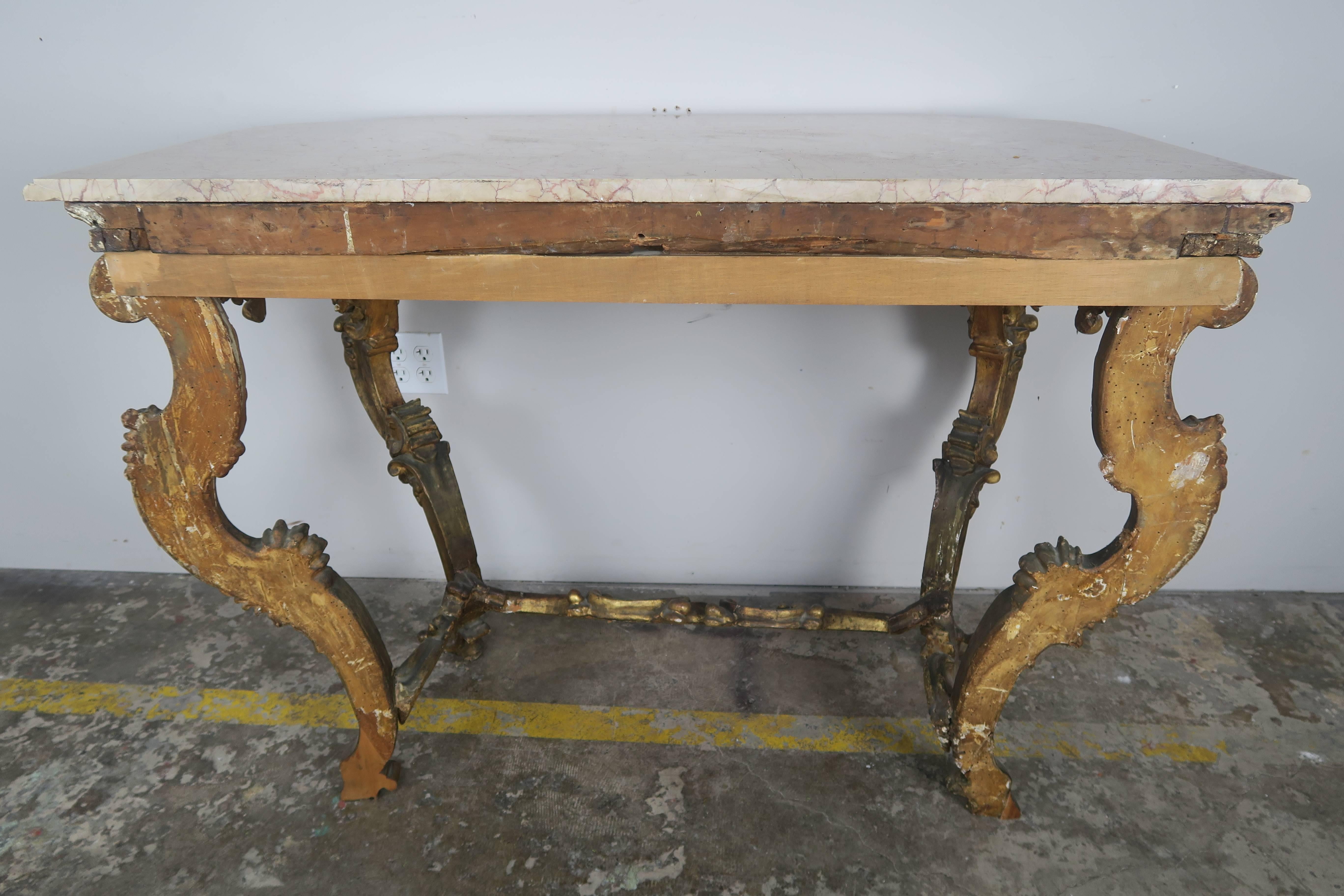 19th Century Italian Giltwood Console with Marble Top 5
