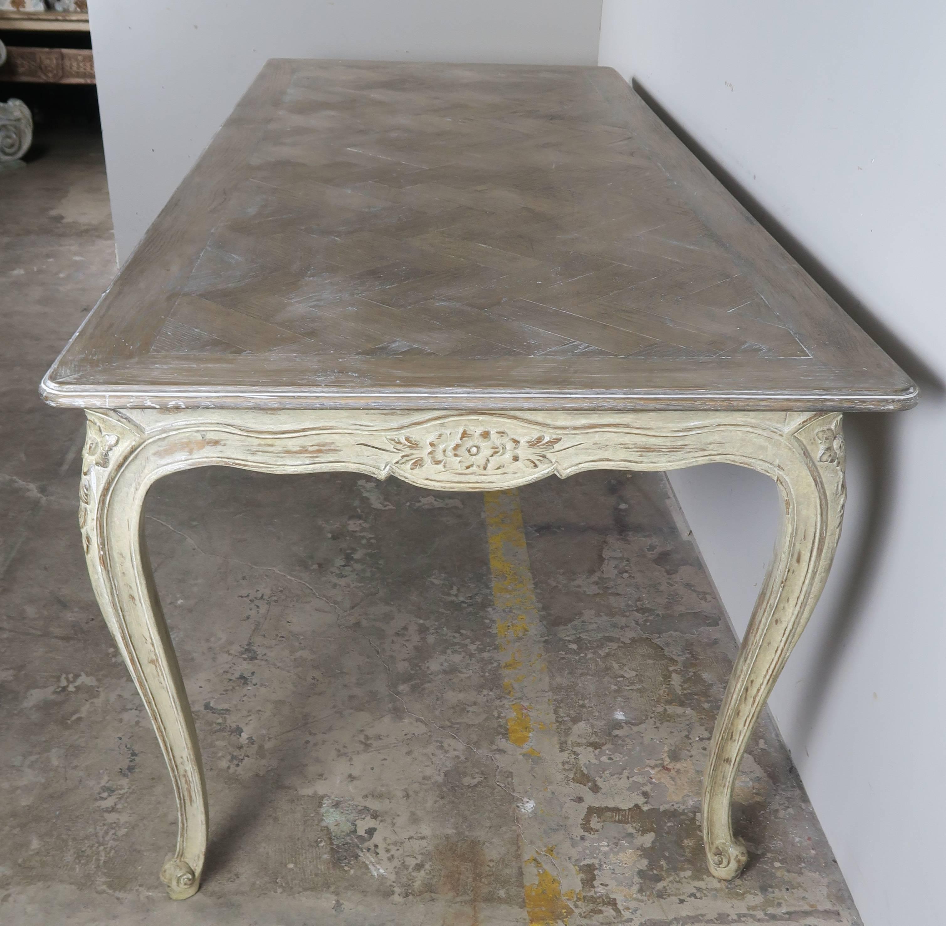 Hand-Painted French Louis XV Style Painted Dining Table