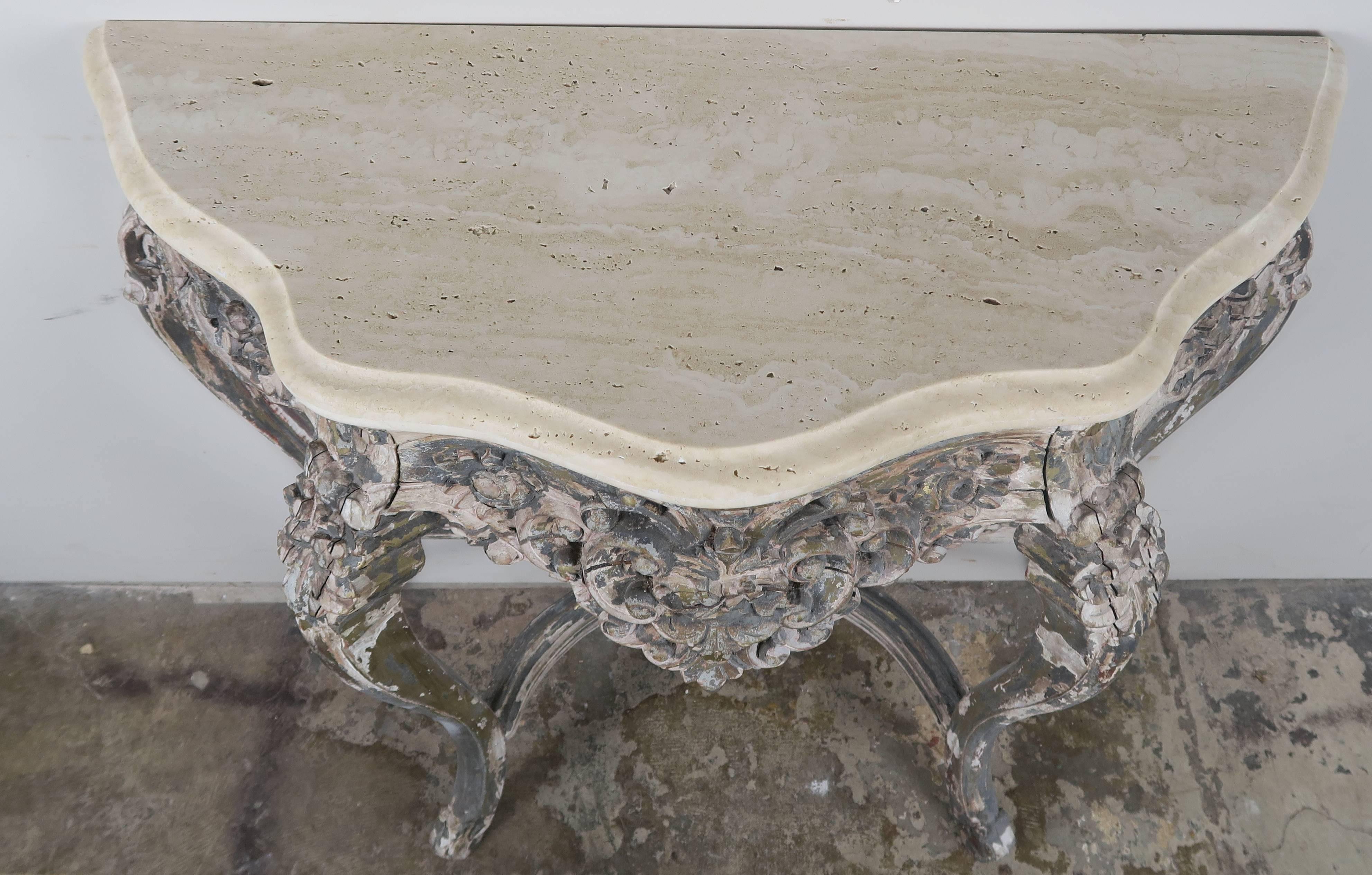 Rococo French Painted Console with Stone Top