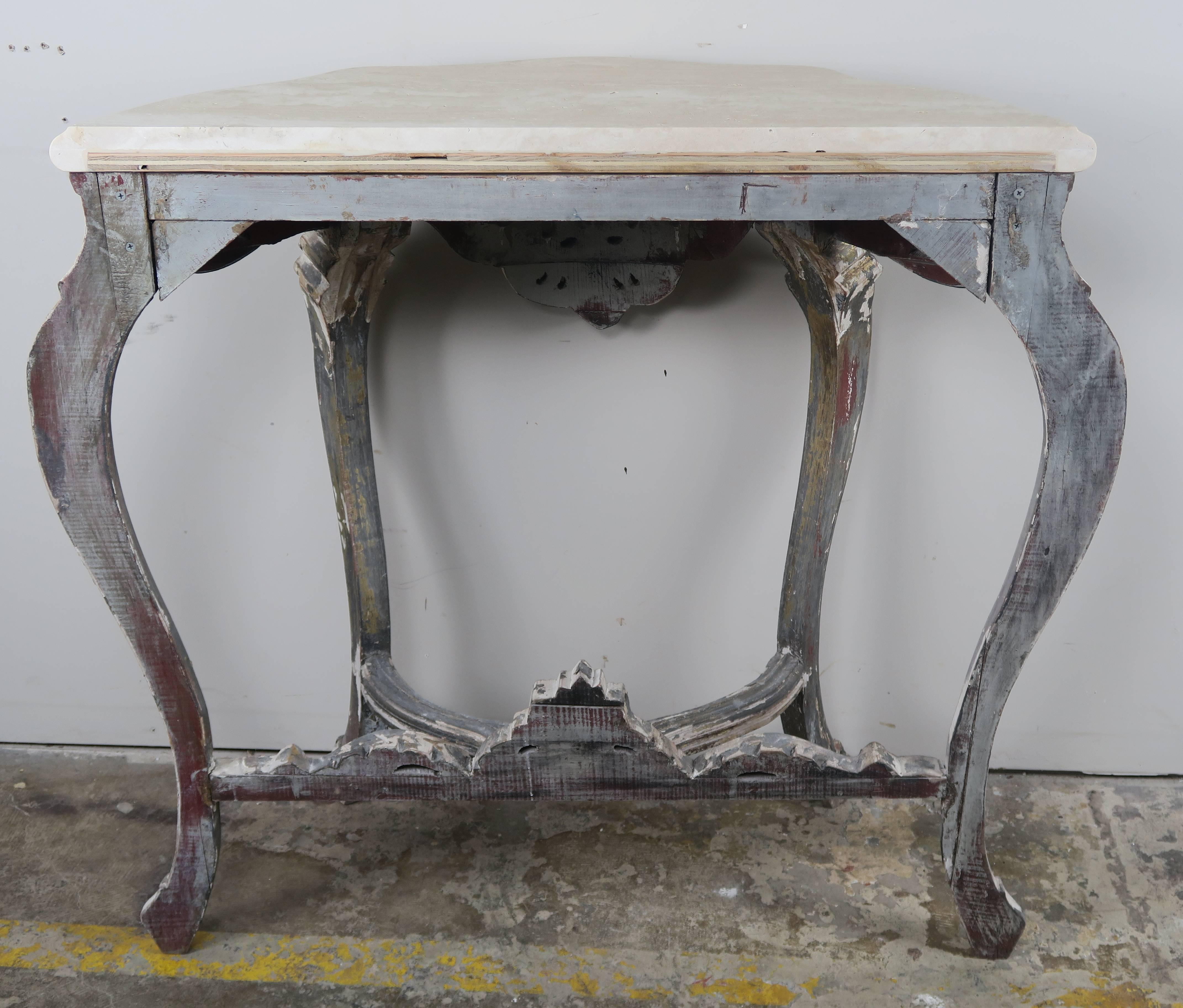 French Painted Console with Stone Top 2