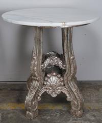 Pair of French Silvered Tables with Marble Tops