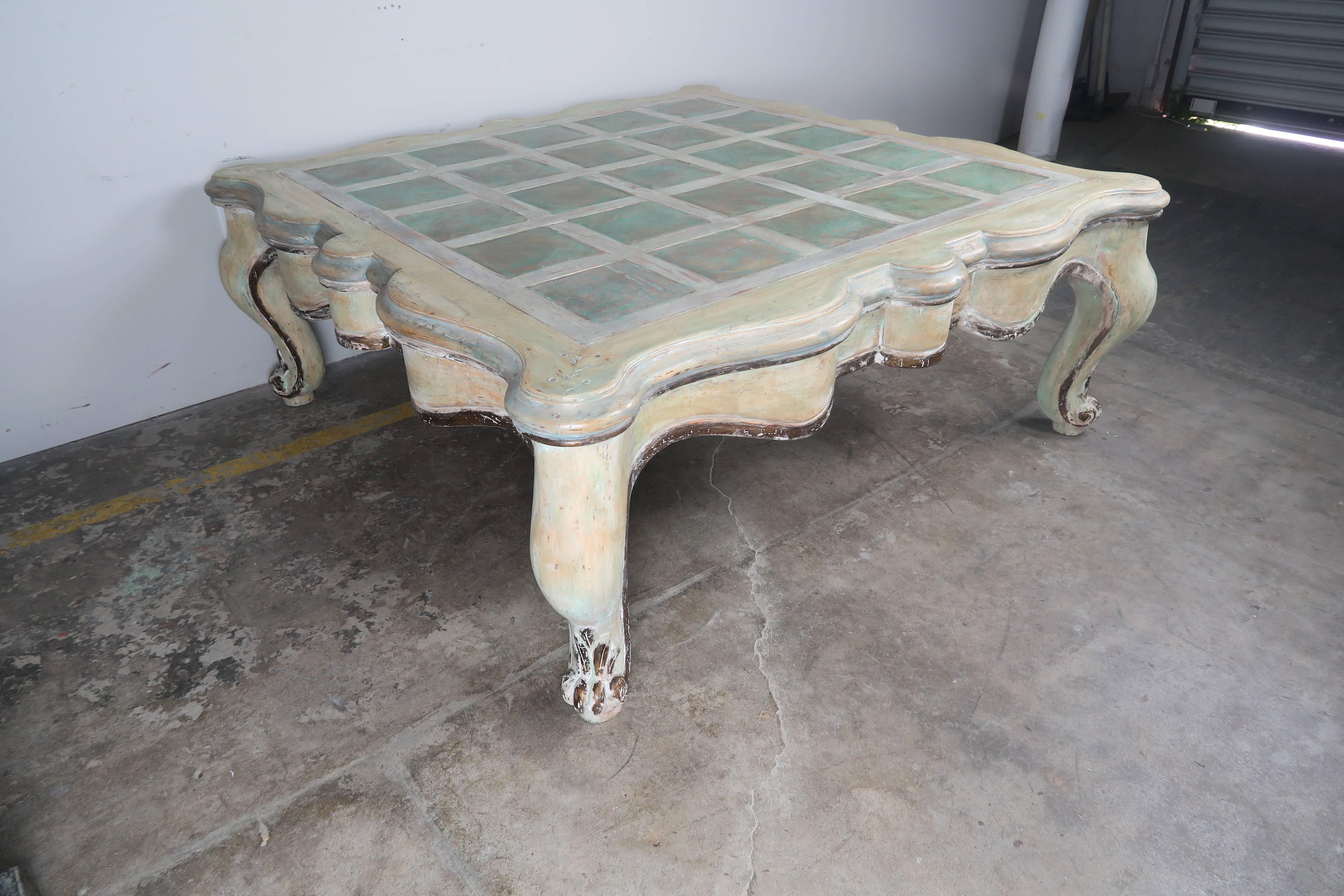 Rococo French Painted Scalloped Shaped Coffee Table