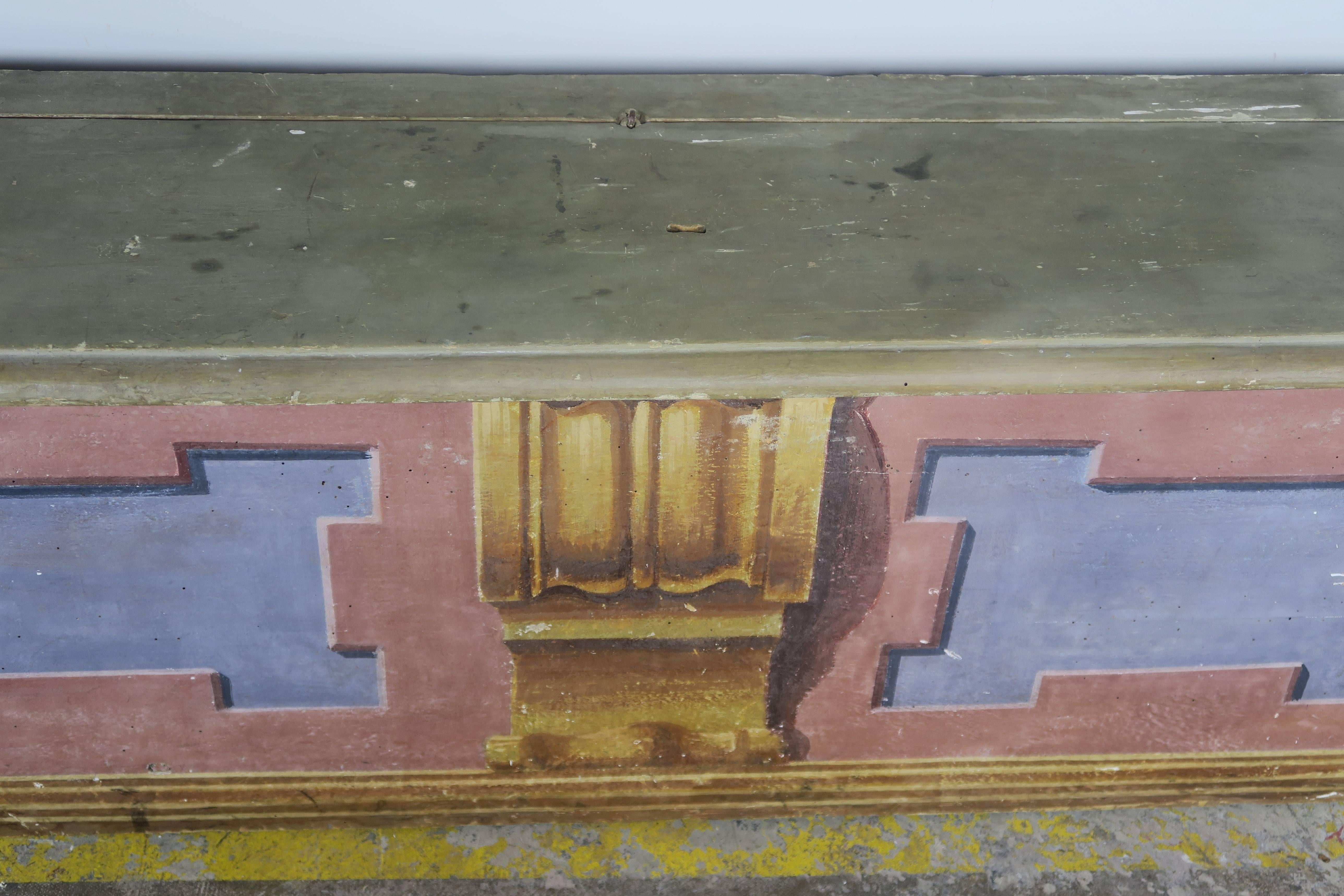 19th Century Italian Painted Bench or Cassone In Distressed Condition In Los Angeles, CA