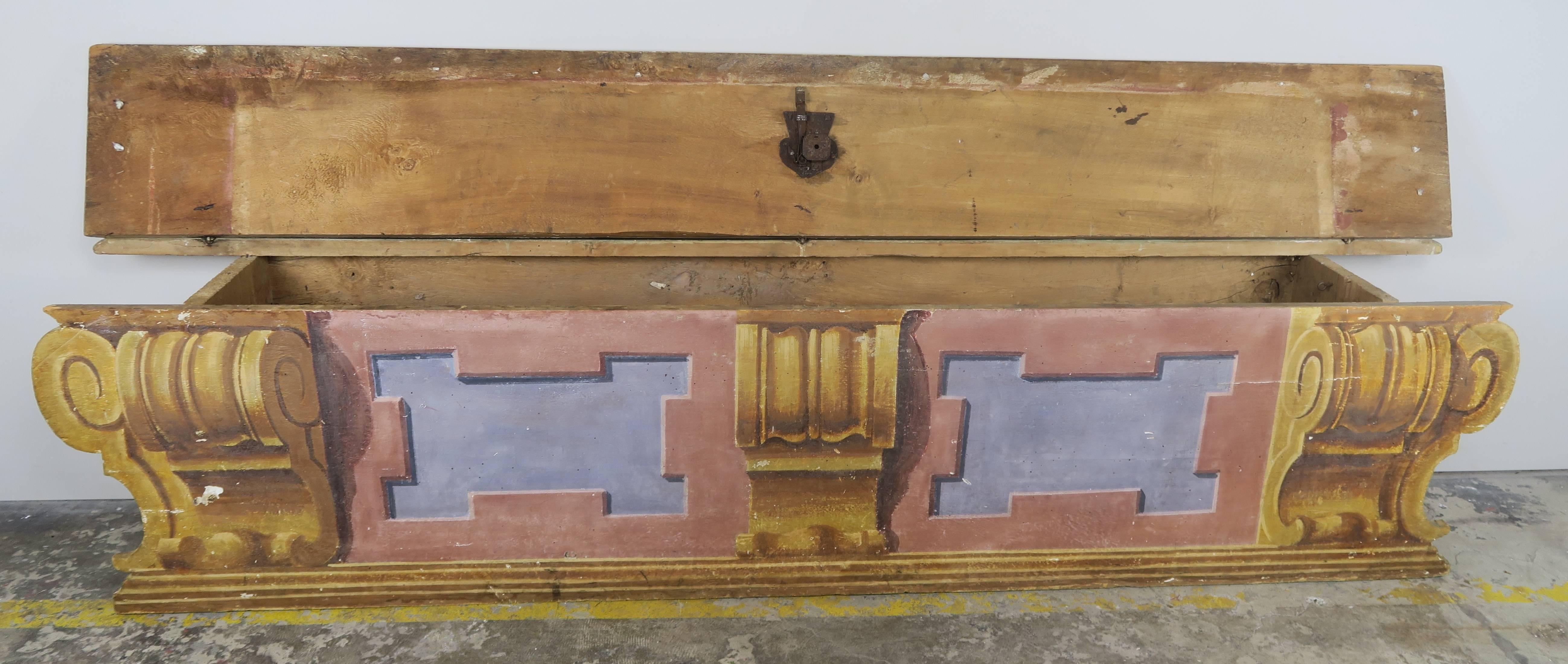 Wood 19th Century Italian Painted Bench or Cassone