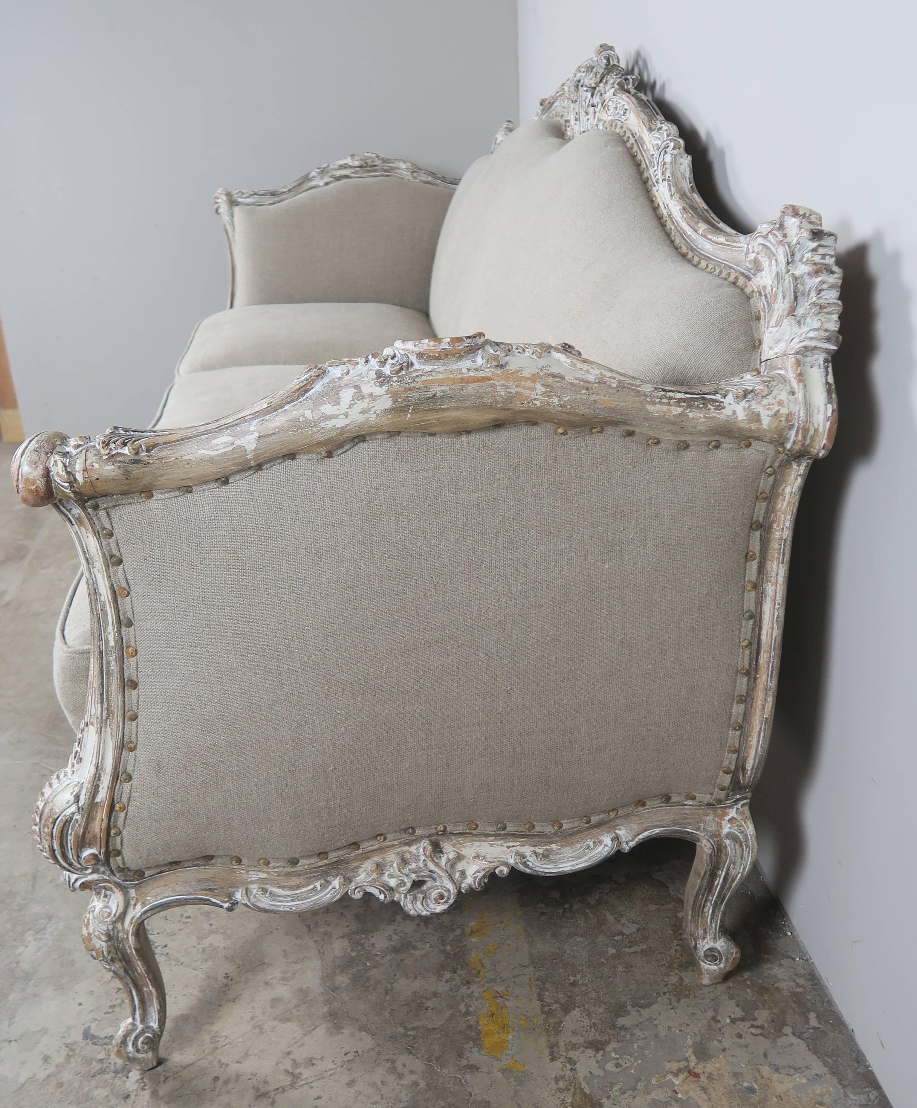 French Rococo Style Painted Sofa, circa 1930s 1