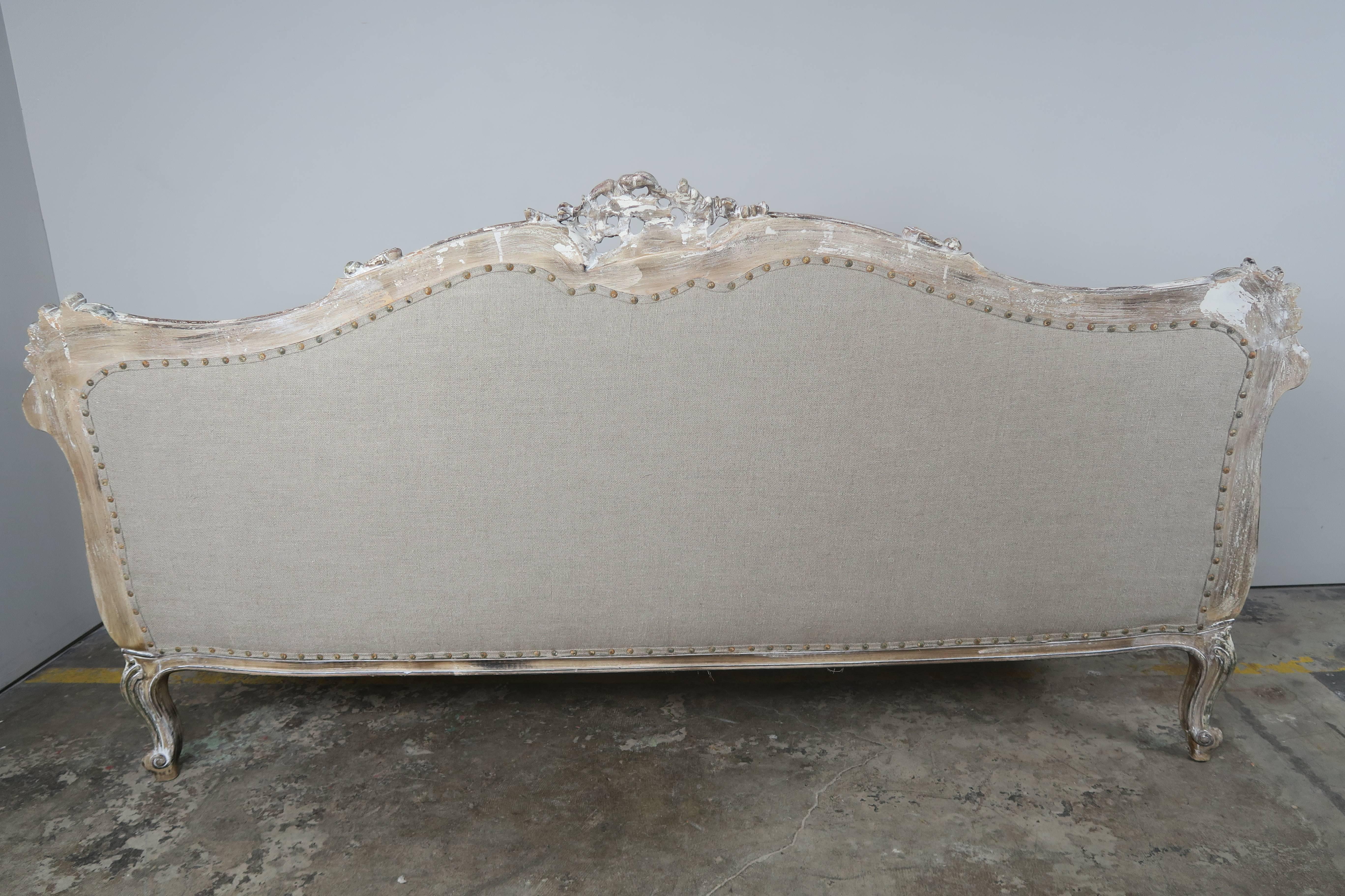 French Rococo Style Painted Sofa, circa 1930s 2
