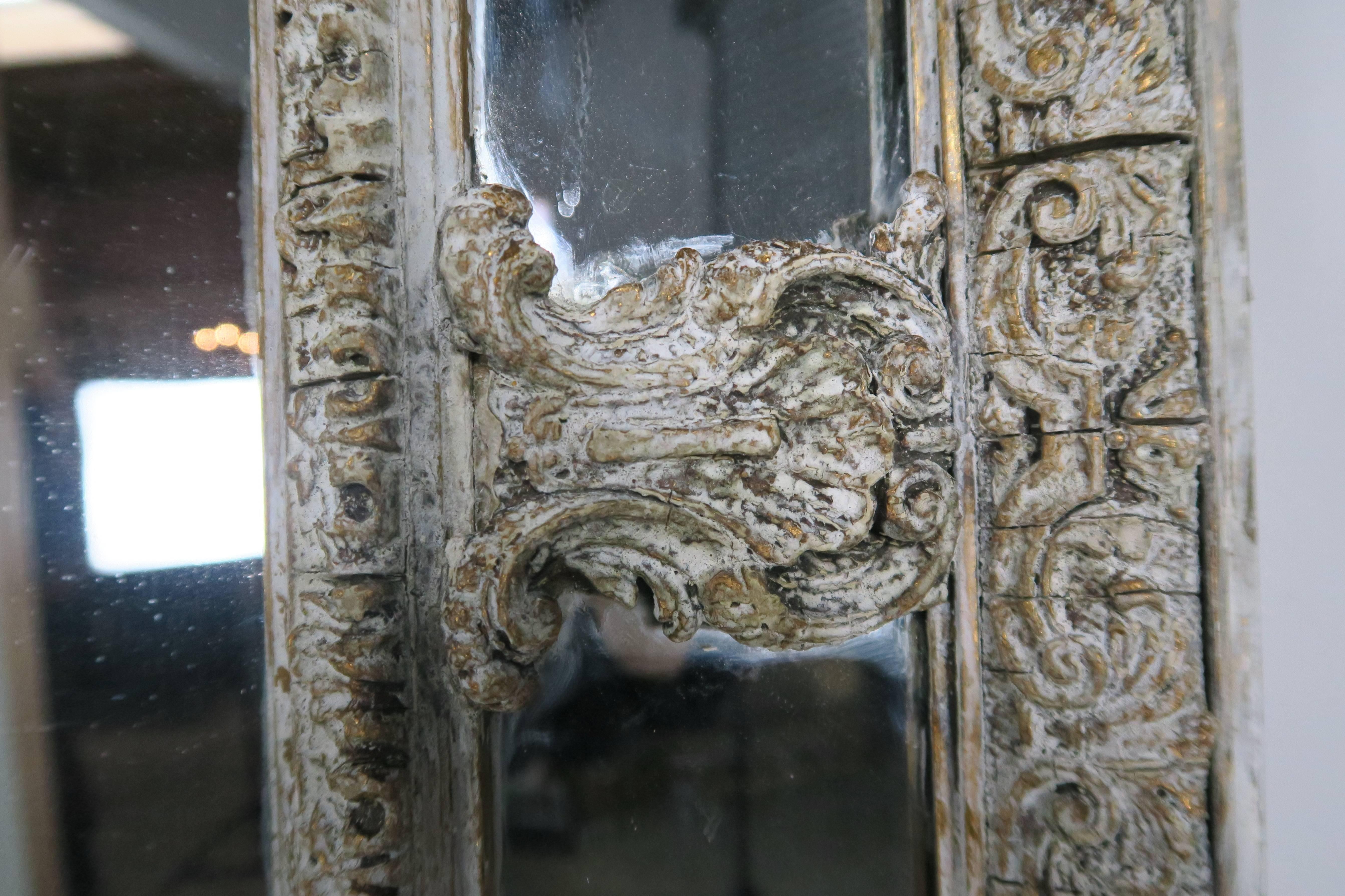 Louis XV 19th Century French Carved Painted Mirror