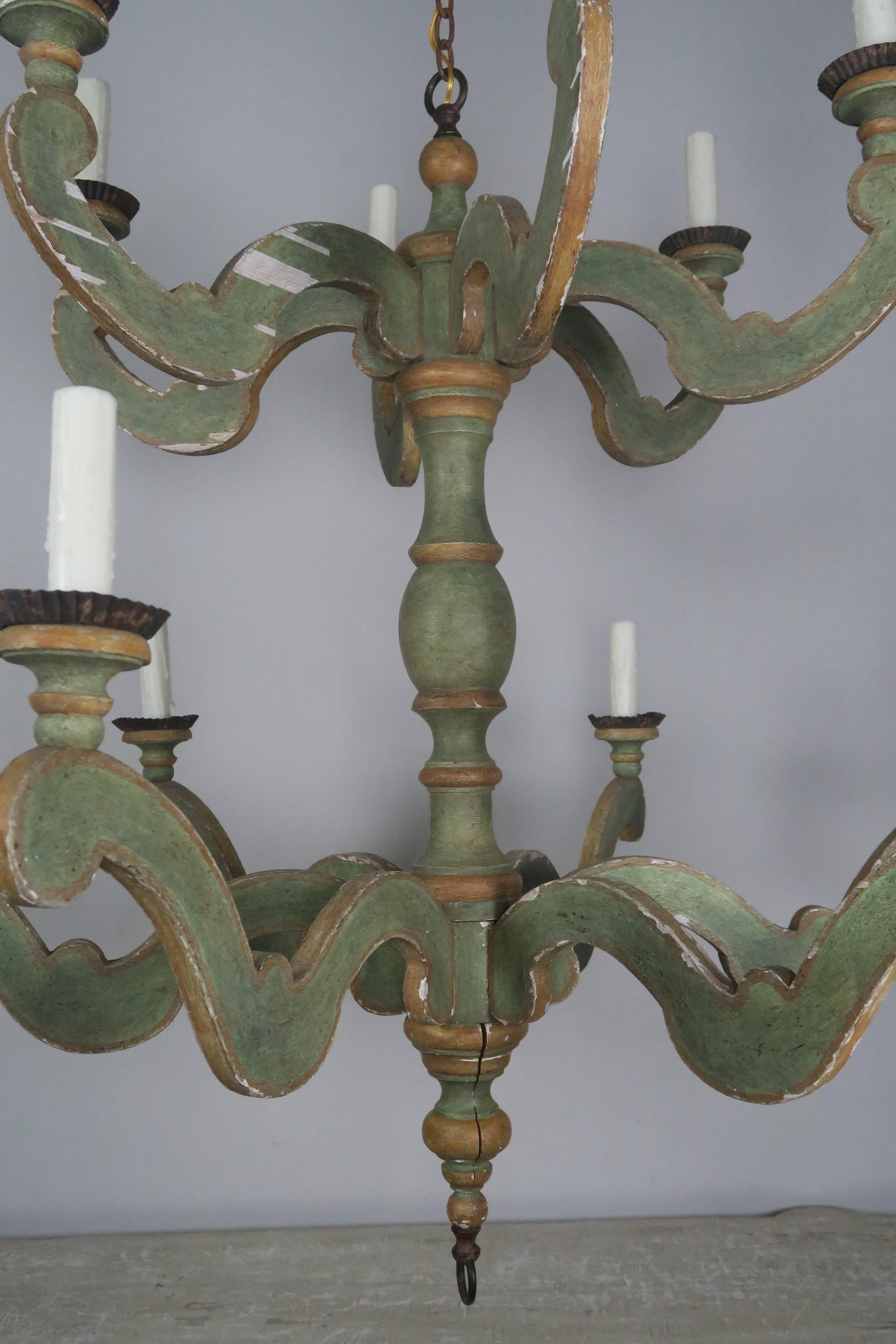 Baroque Two-Tier Italian Style Painted Chandelier