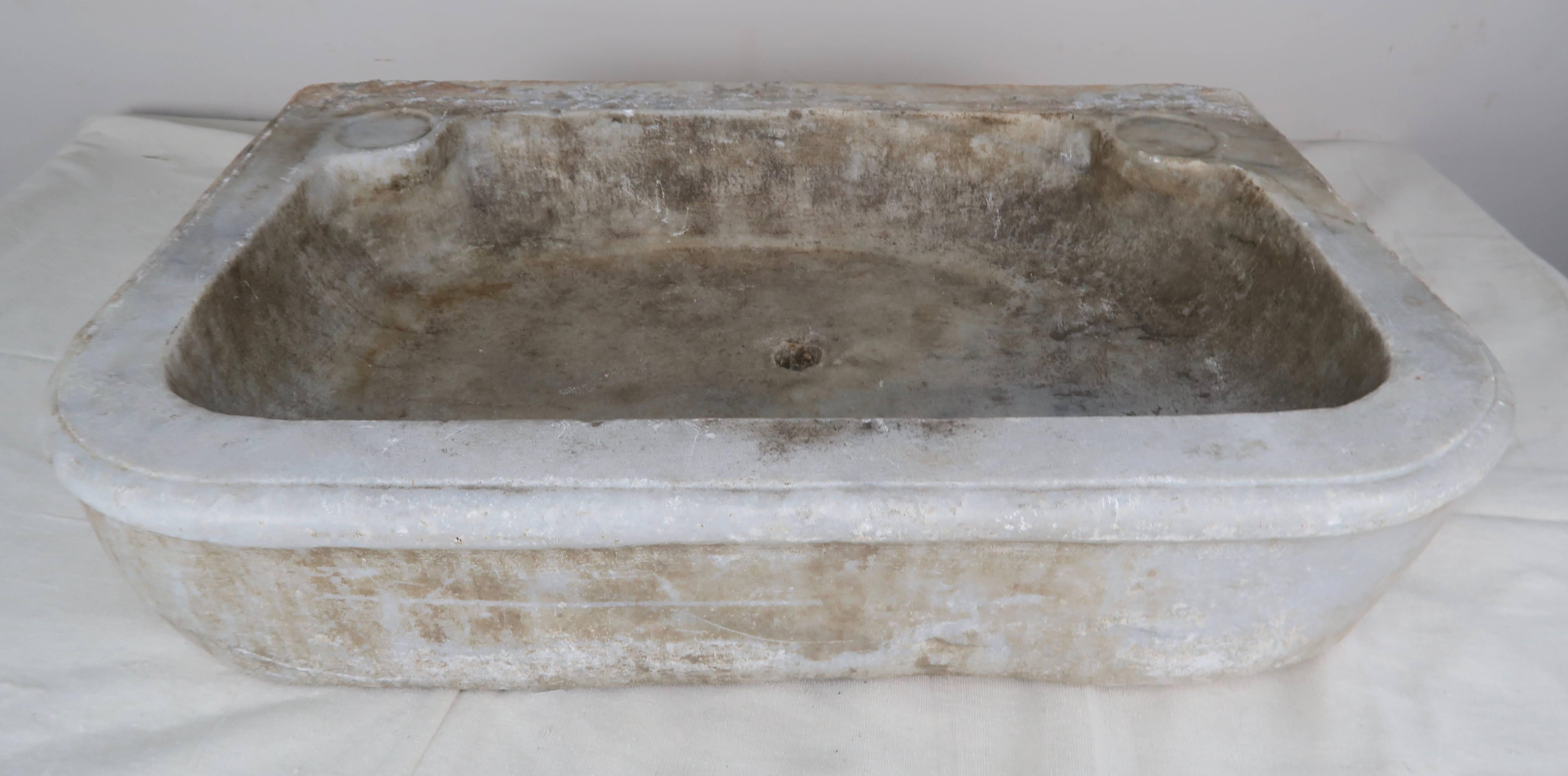19th century Italian Carrara marble sink.
