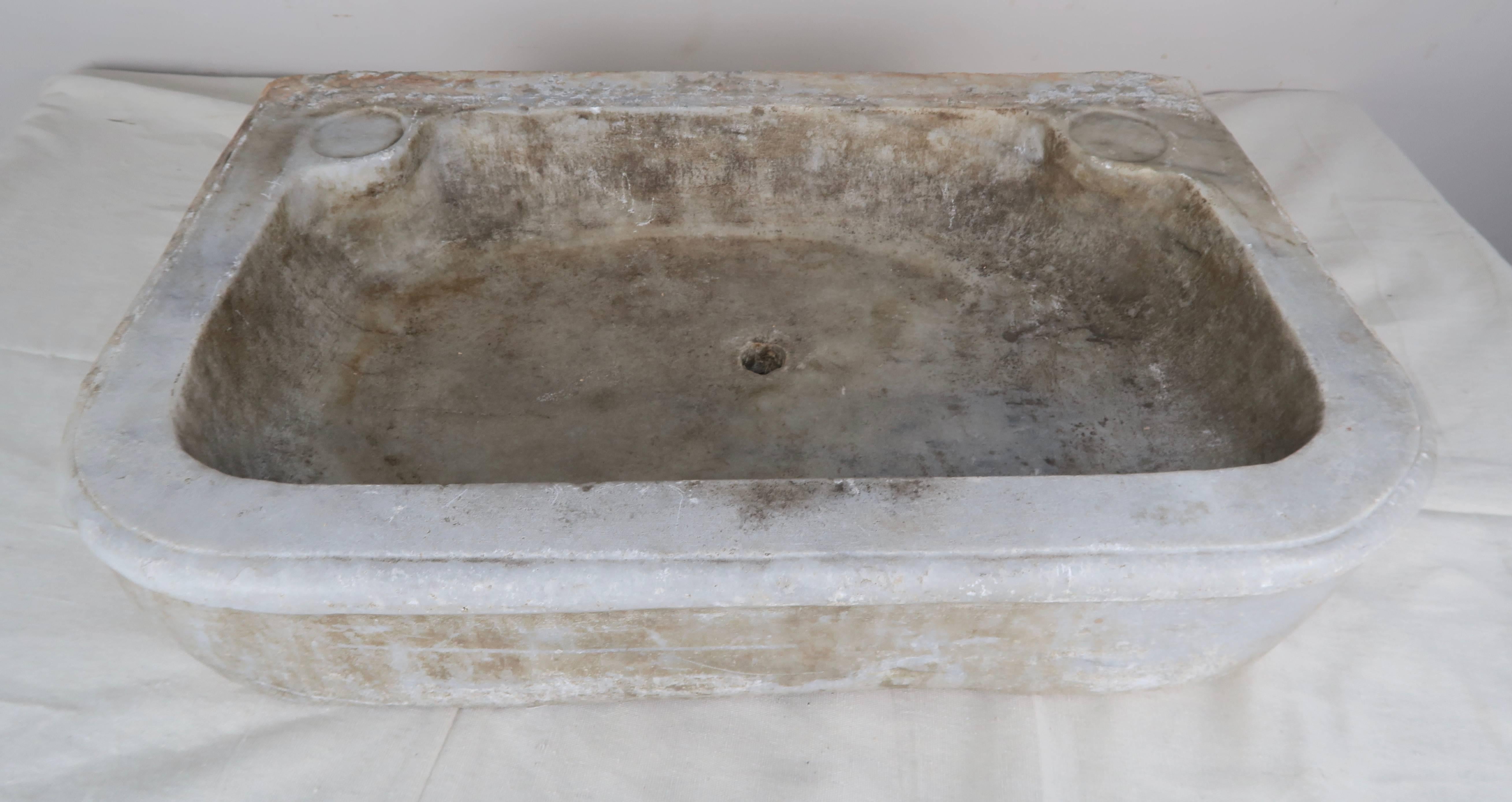 19th Century Italian Carrara Marble Sink 2