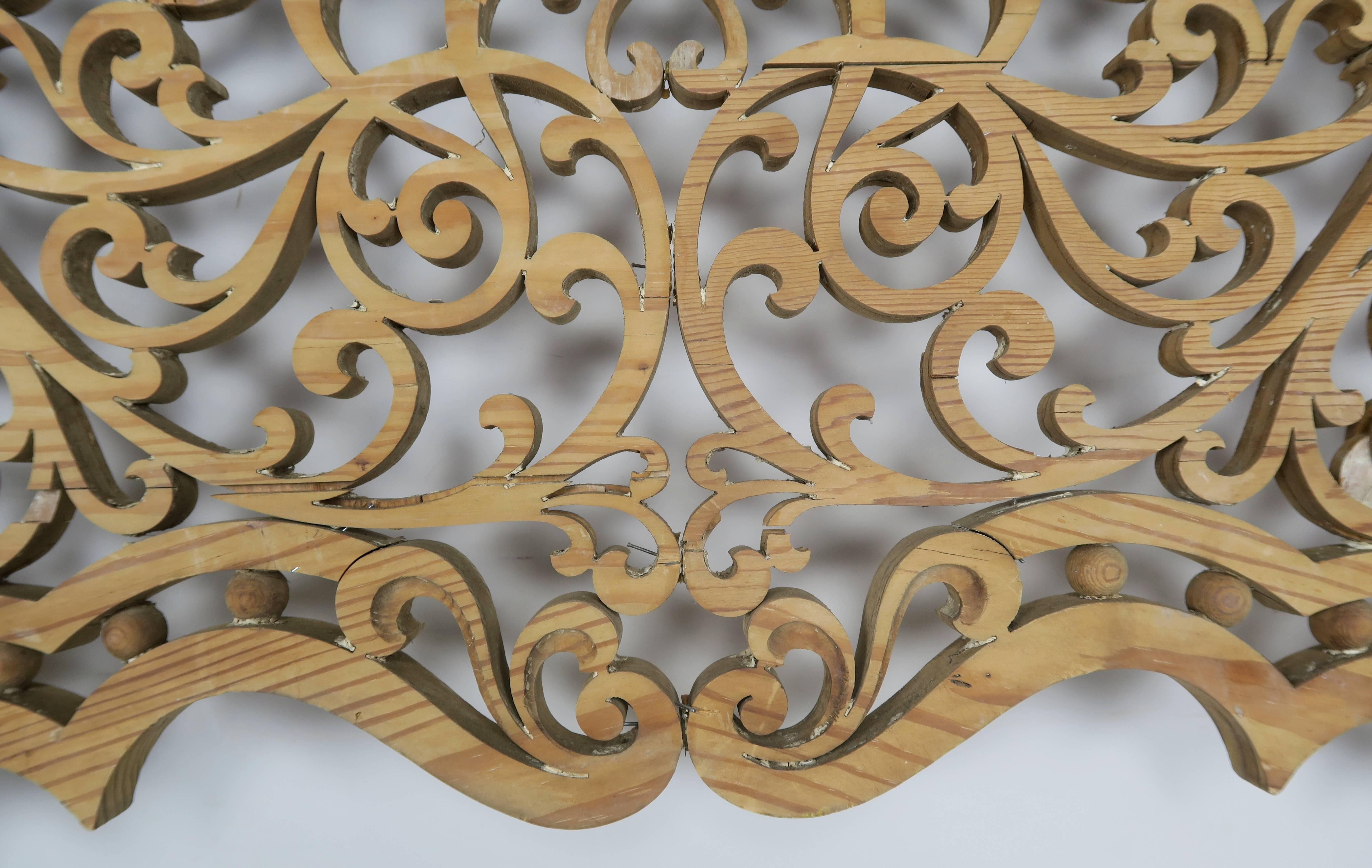 19th century wood carved architectural piece that could be upholstered in a headboard or built in to your current construction job. Intricate scrolled detailing throughout.