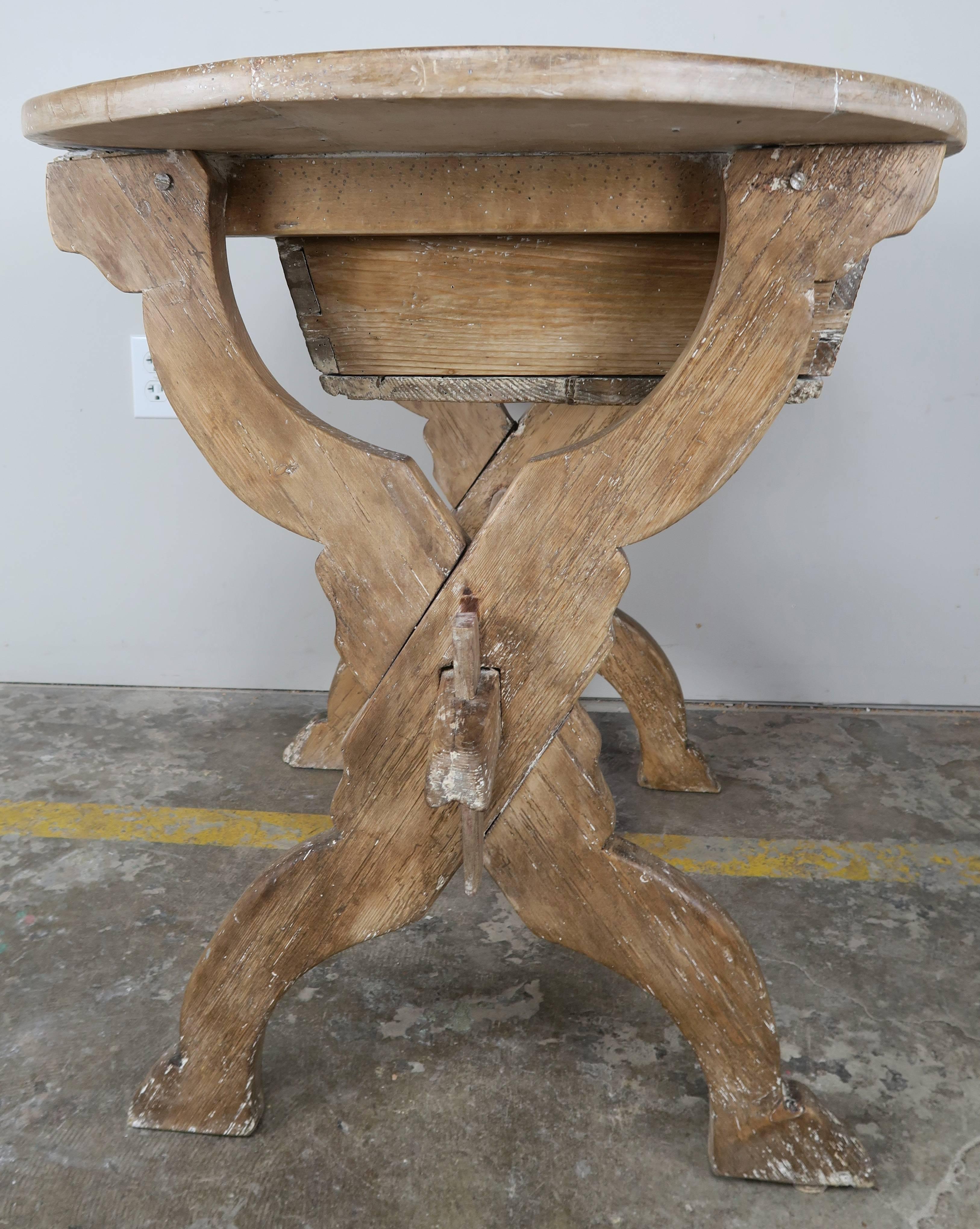French 19th Century Primitive Wood Table 1