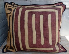 Pair of Large African Kuba Cloth Pillows