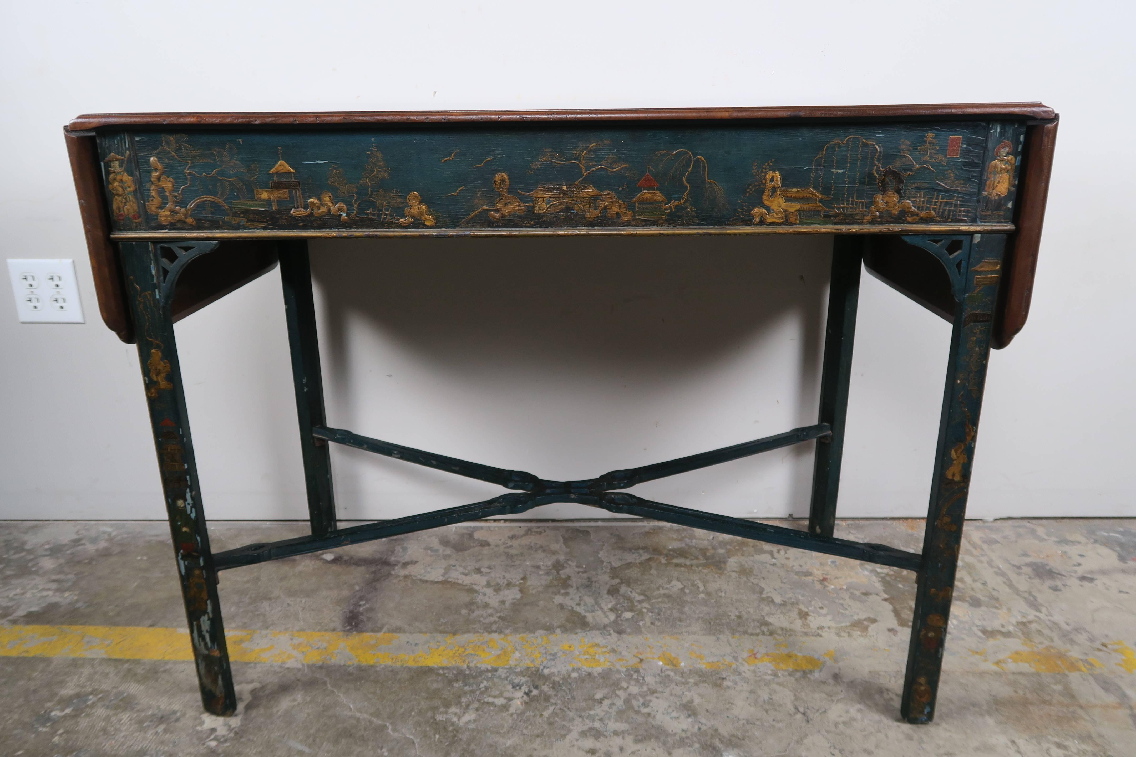 English Painted Chinoiserie Chippendale Style Table 2