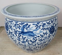 Chinese Porcelain Blue and White Planters, Pair