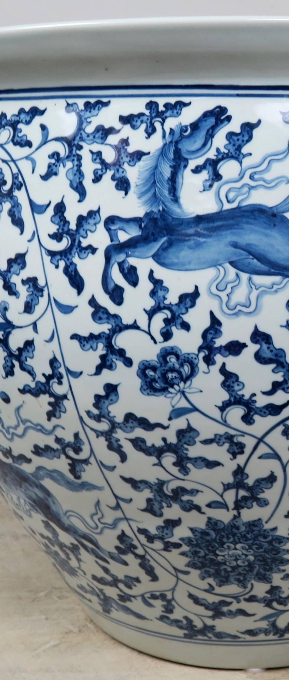 Chinese Export Chinese Porcelain Blue and White Planters, Pair