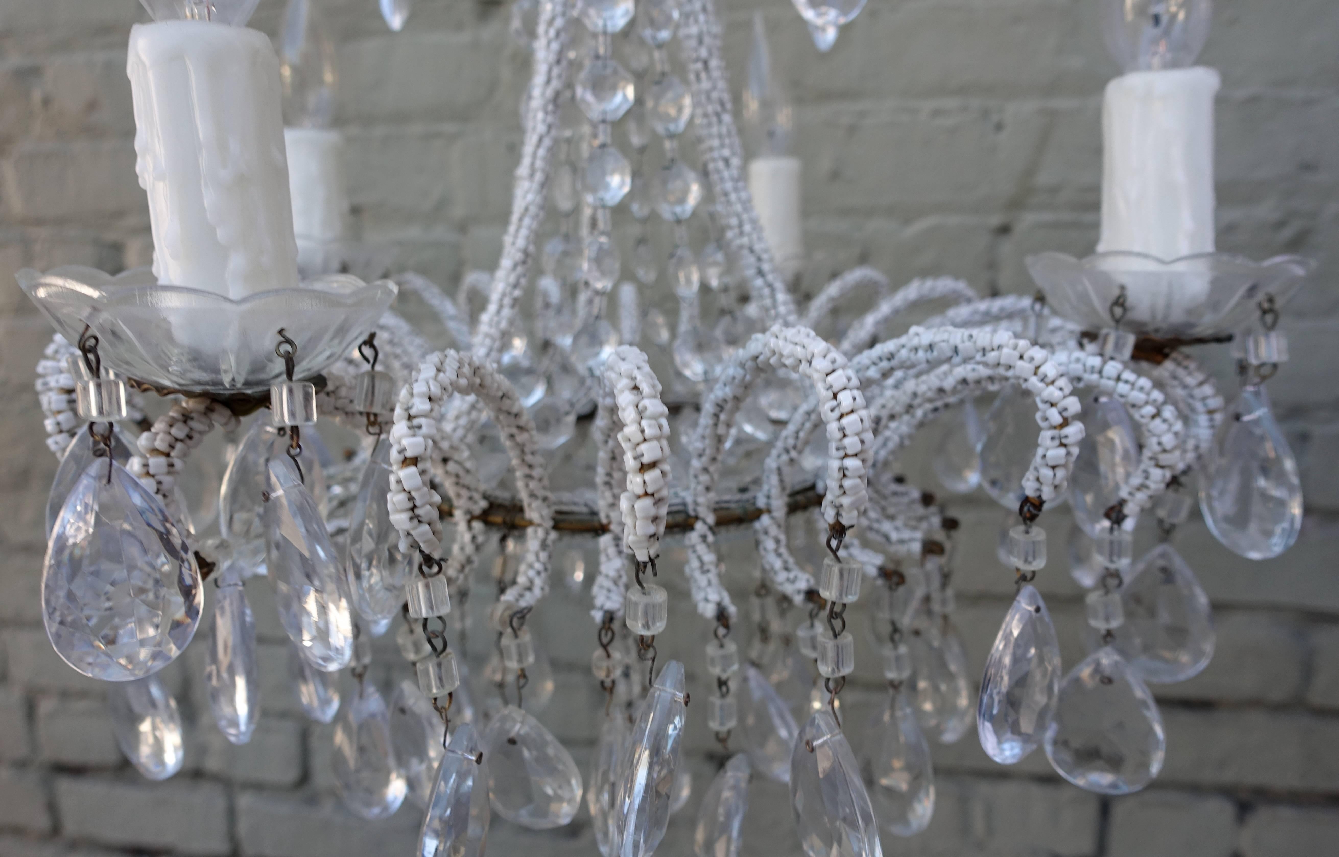 Four-Light Crystal Chandelier with Strung Beading 1