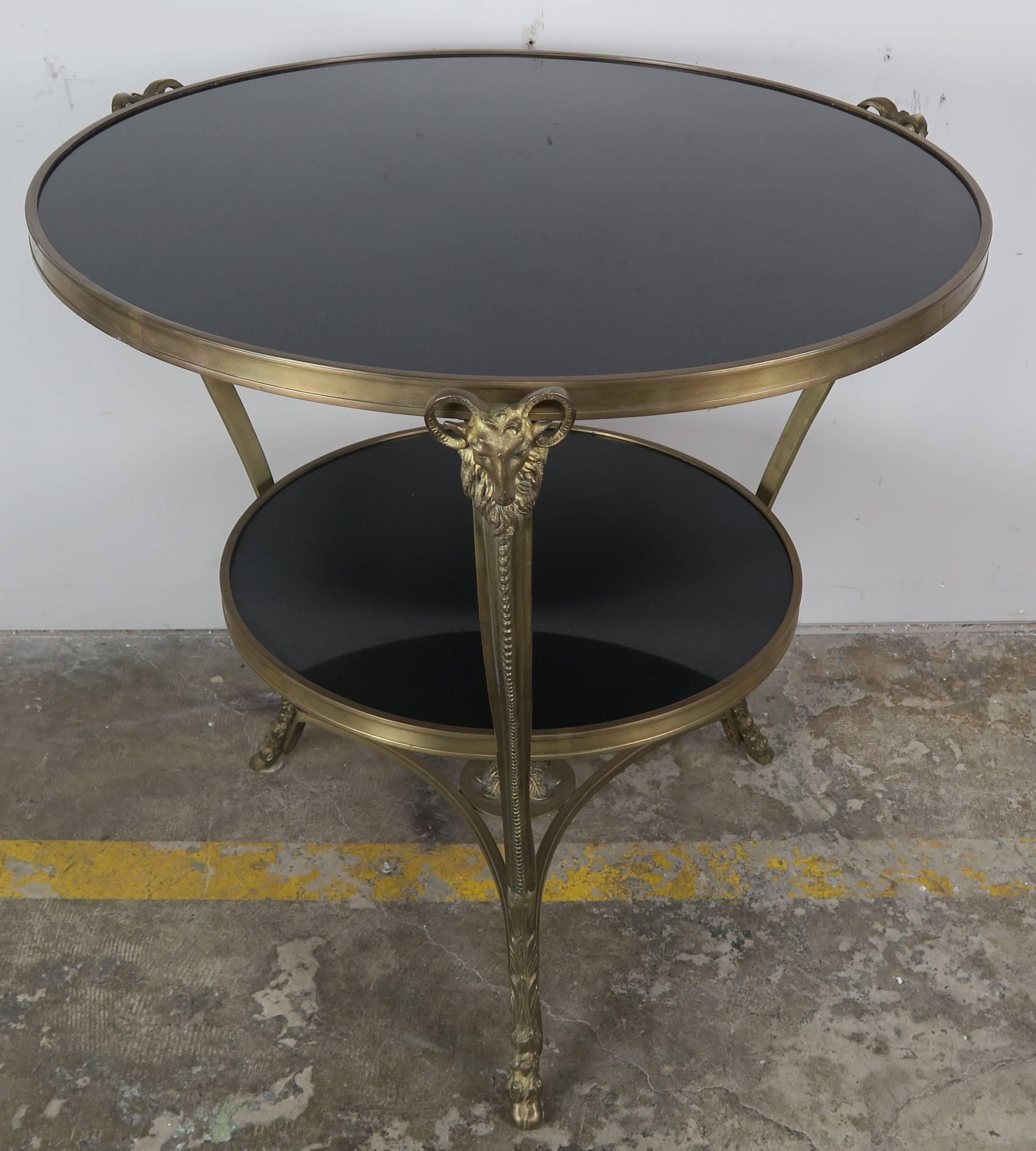 Neoclassical French Bronze and Stone Gueridon Table