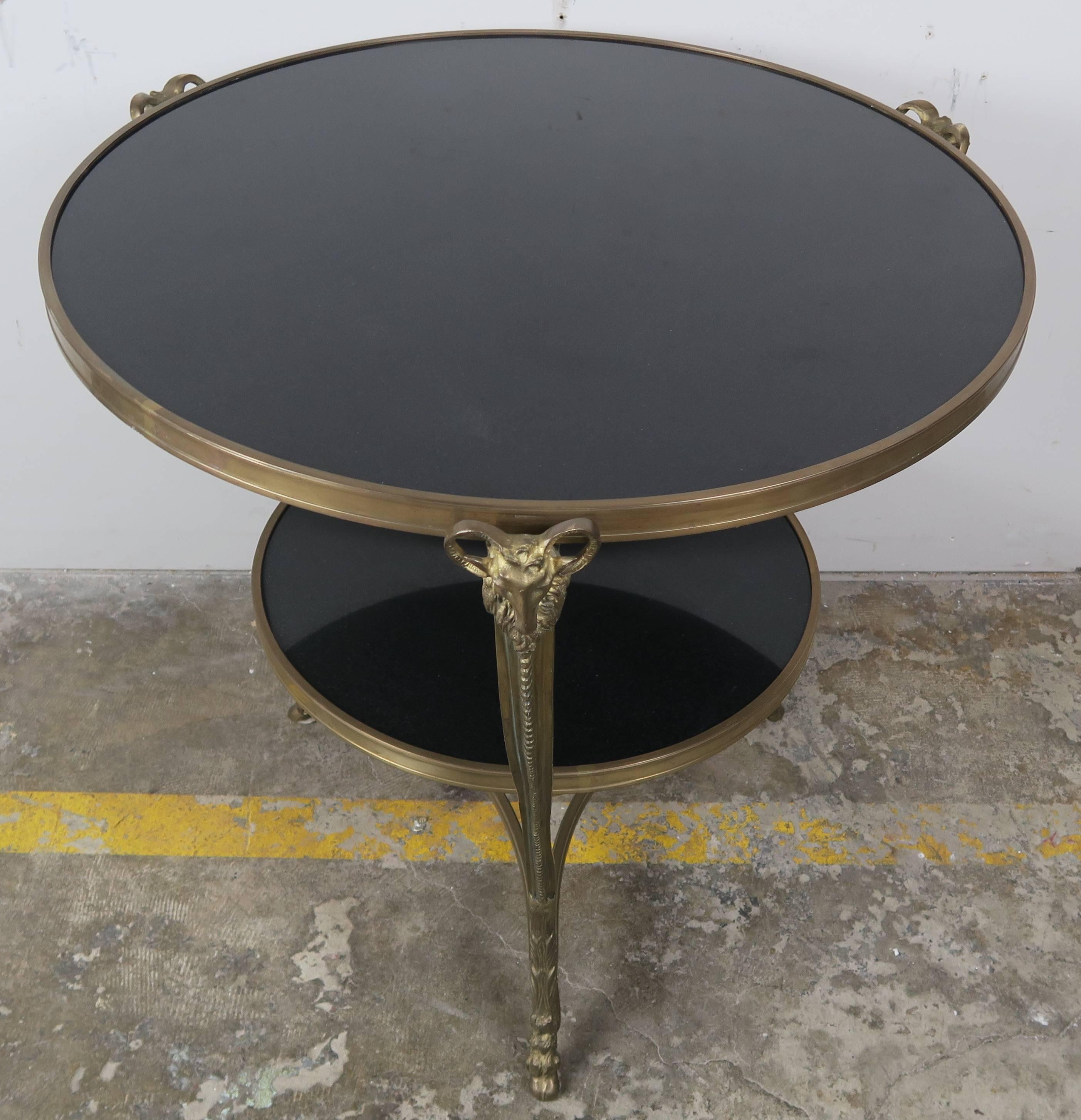 Late 20th Century French Bronze and Stone Gueridon Table