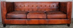 Italian Tabaco Colored Leather Sofa, circa 1950s