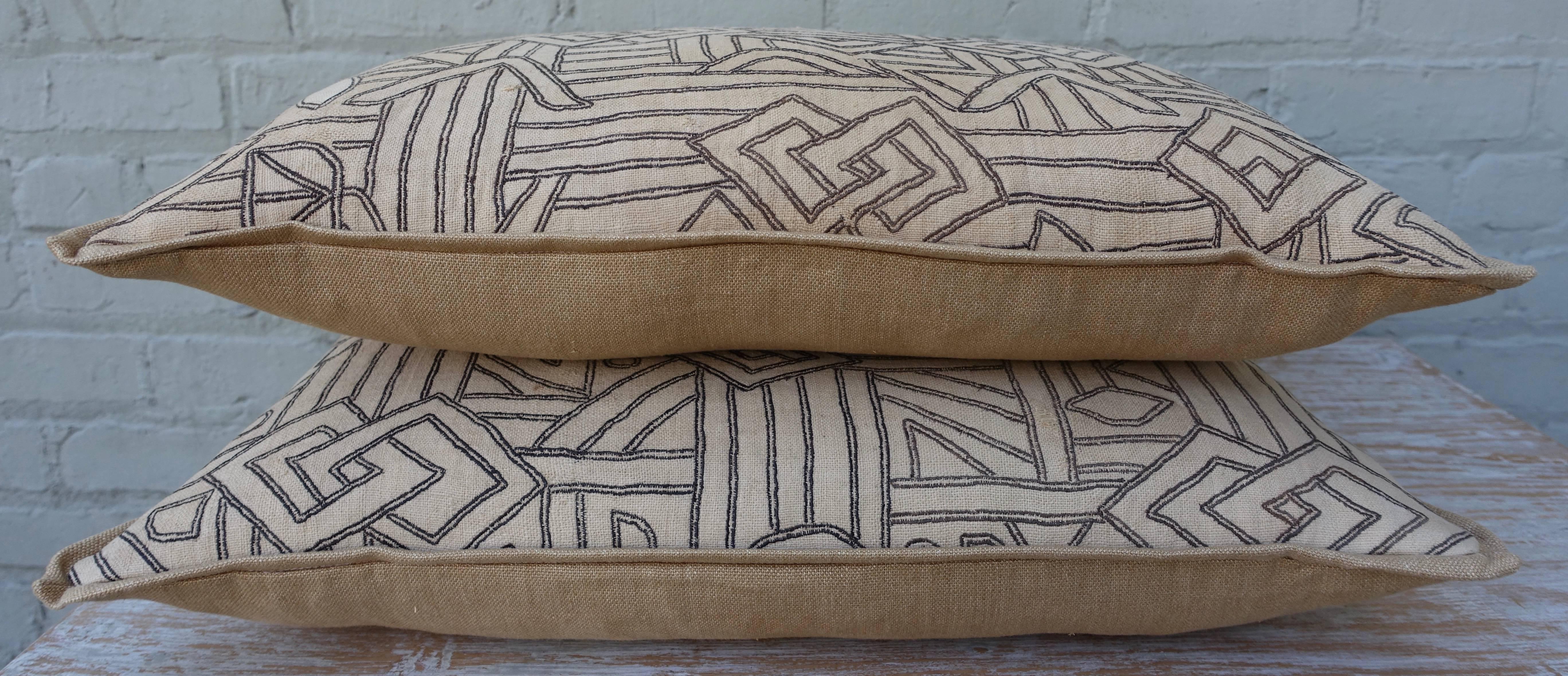 Pair of Geometric Kuba Cloth Pillows 1