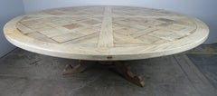 French Marquetry Top Pedestal Round Dining Table