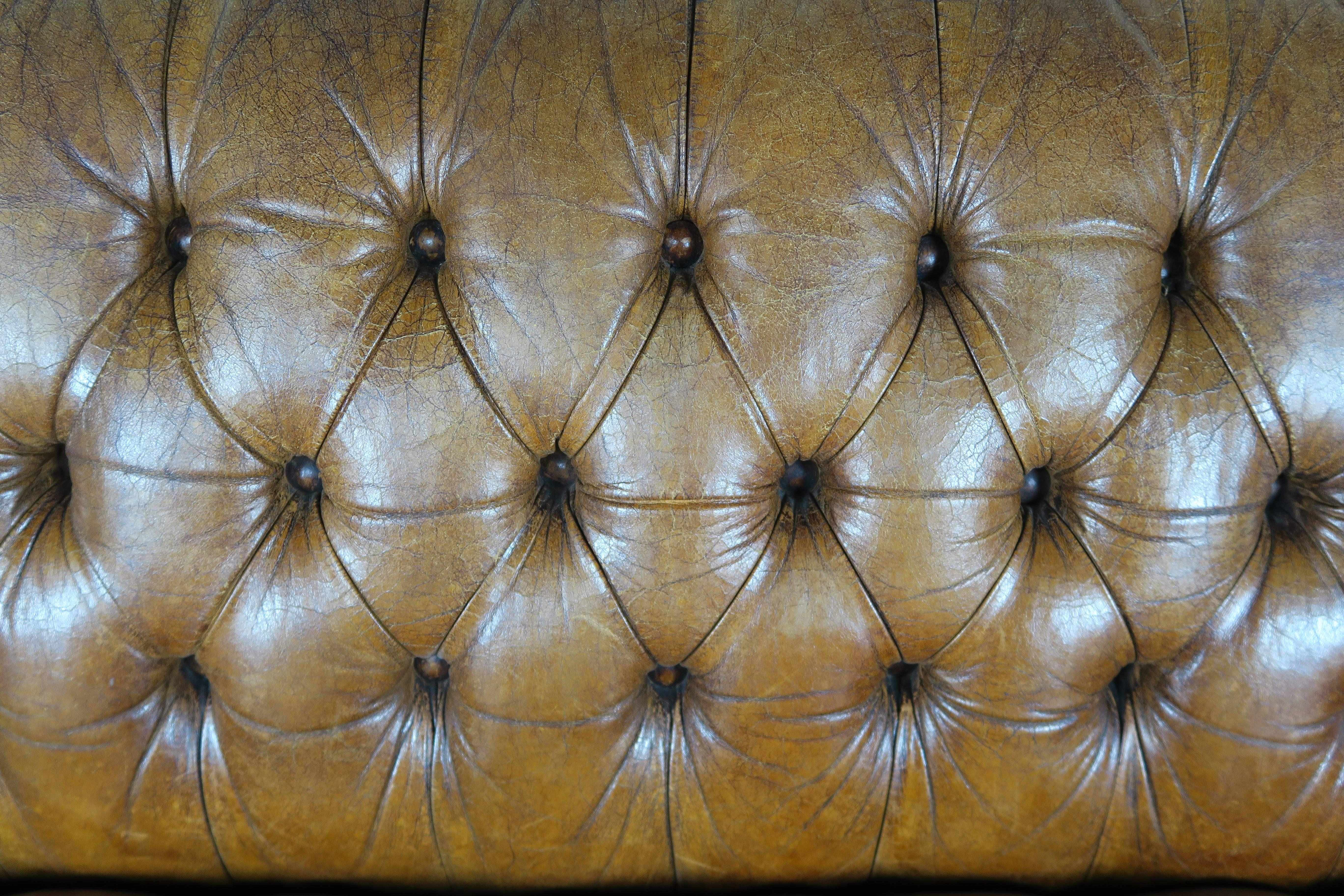 English Leather Chesterfield Sofa, circa 1940s 1