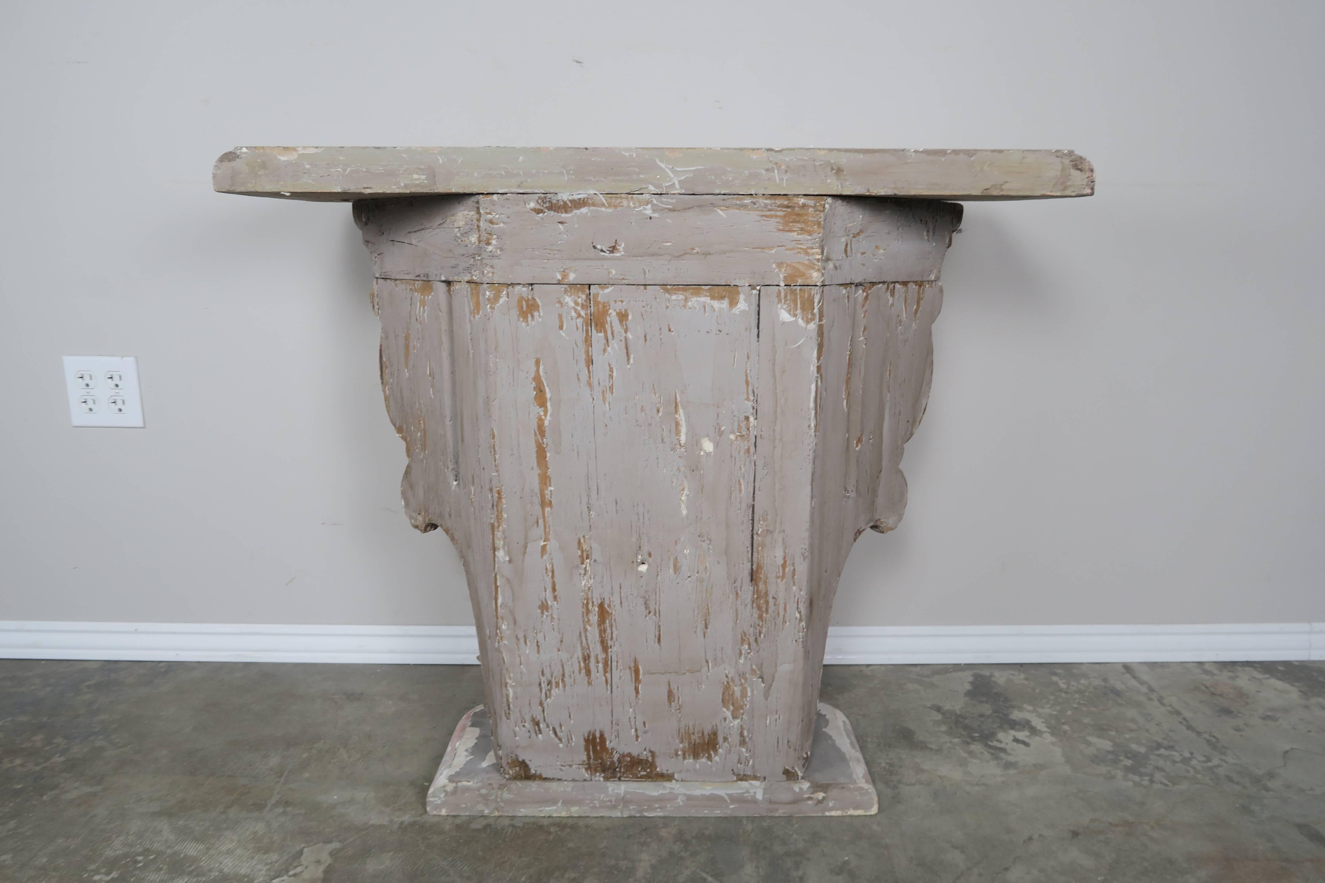 Italian Carved Painted Capital Console, circa 1930 2