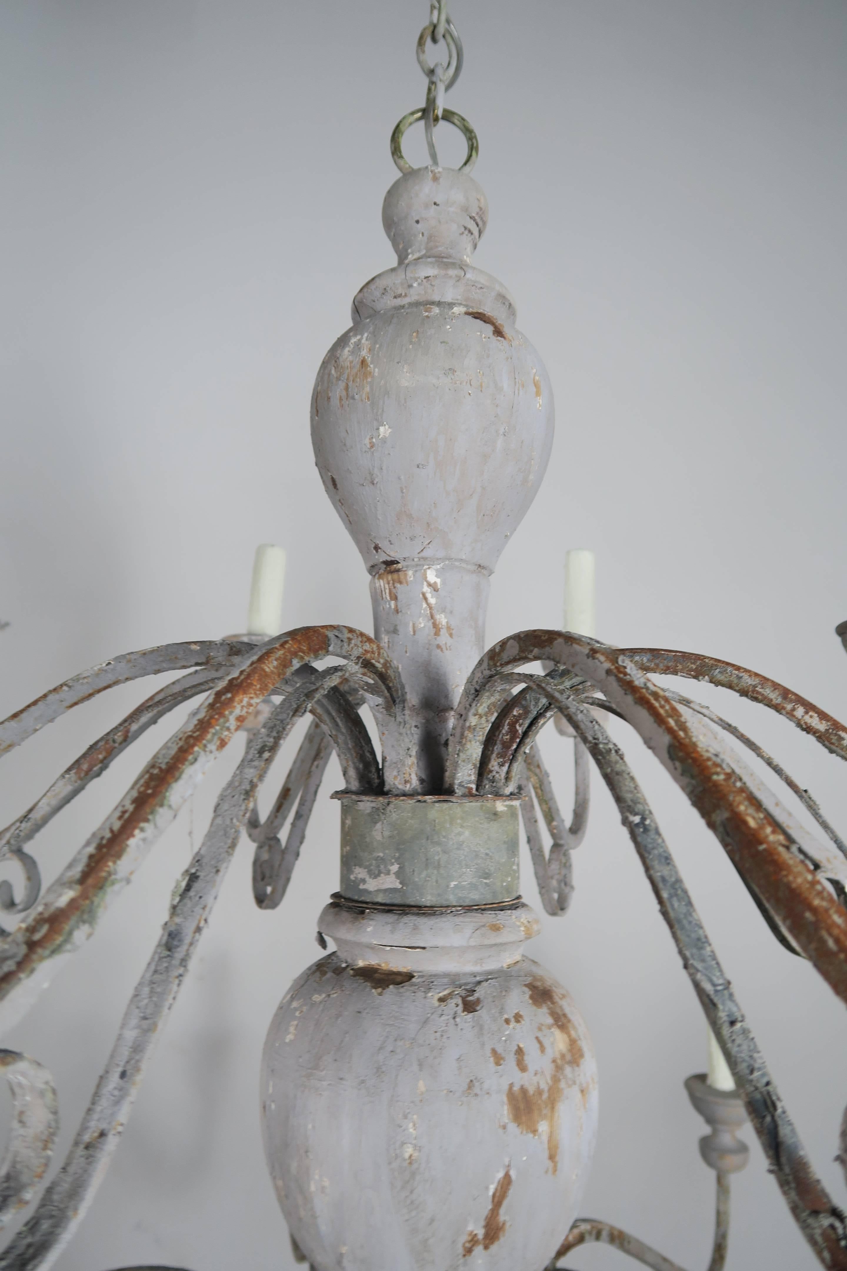 Monumental Swedish Painted Chandeliers, Pair 1